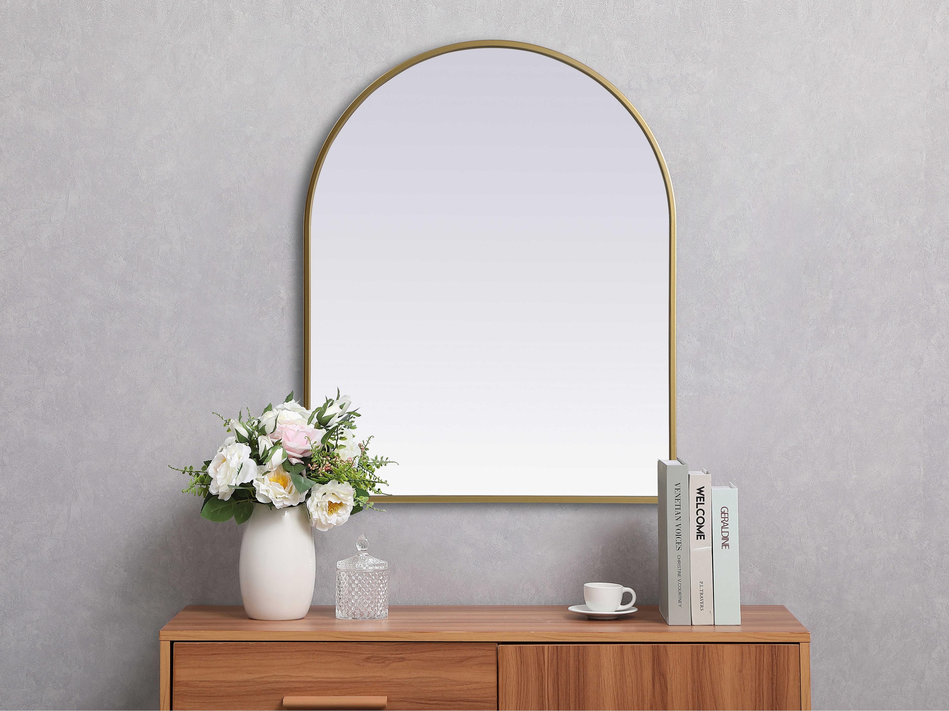 Elegant Lighting Ayra Brass Arch Wall Mirror