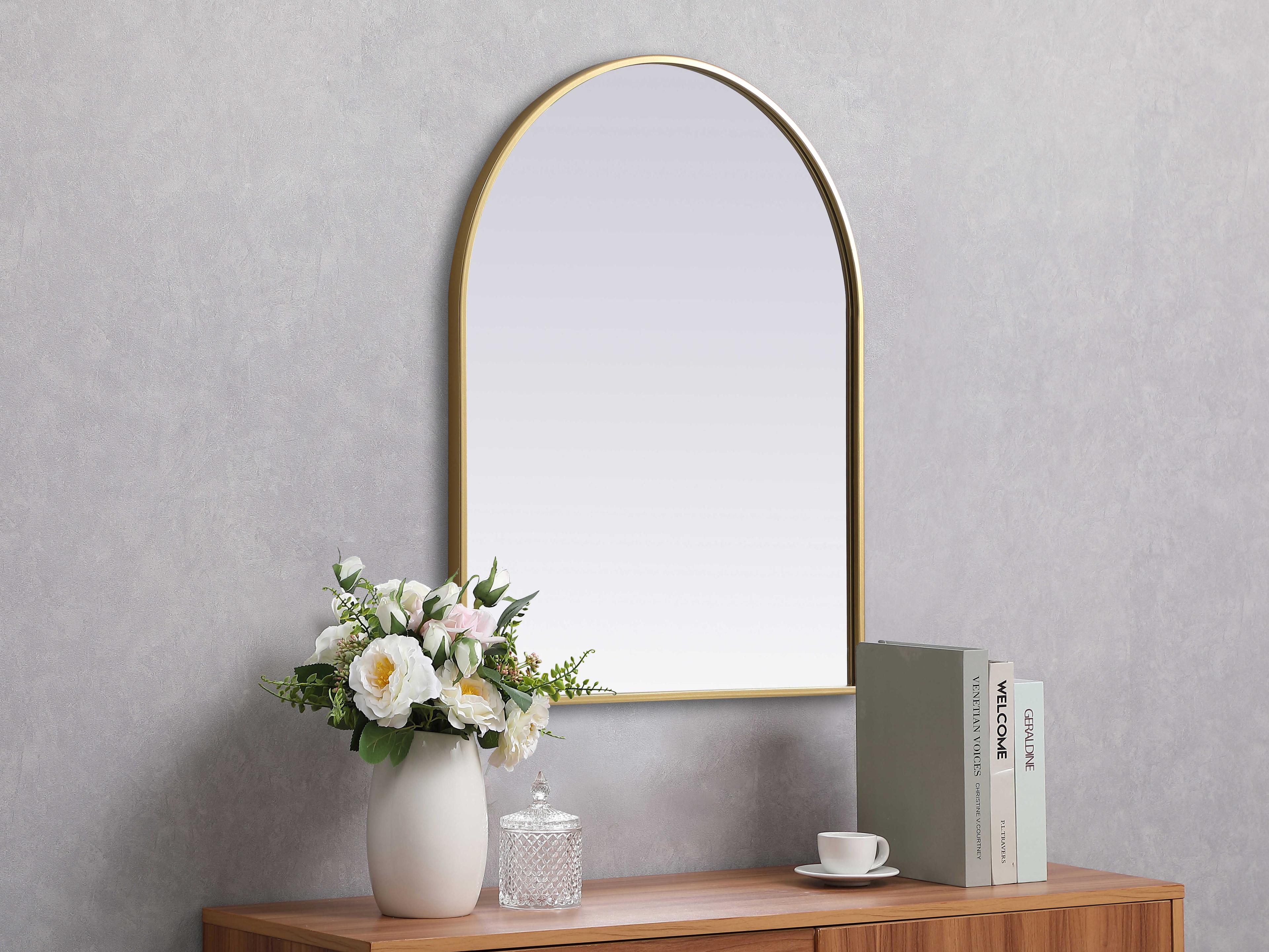 Elegant Lighting Ayra Brass Arch Wall Mirror