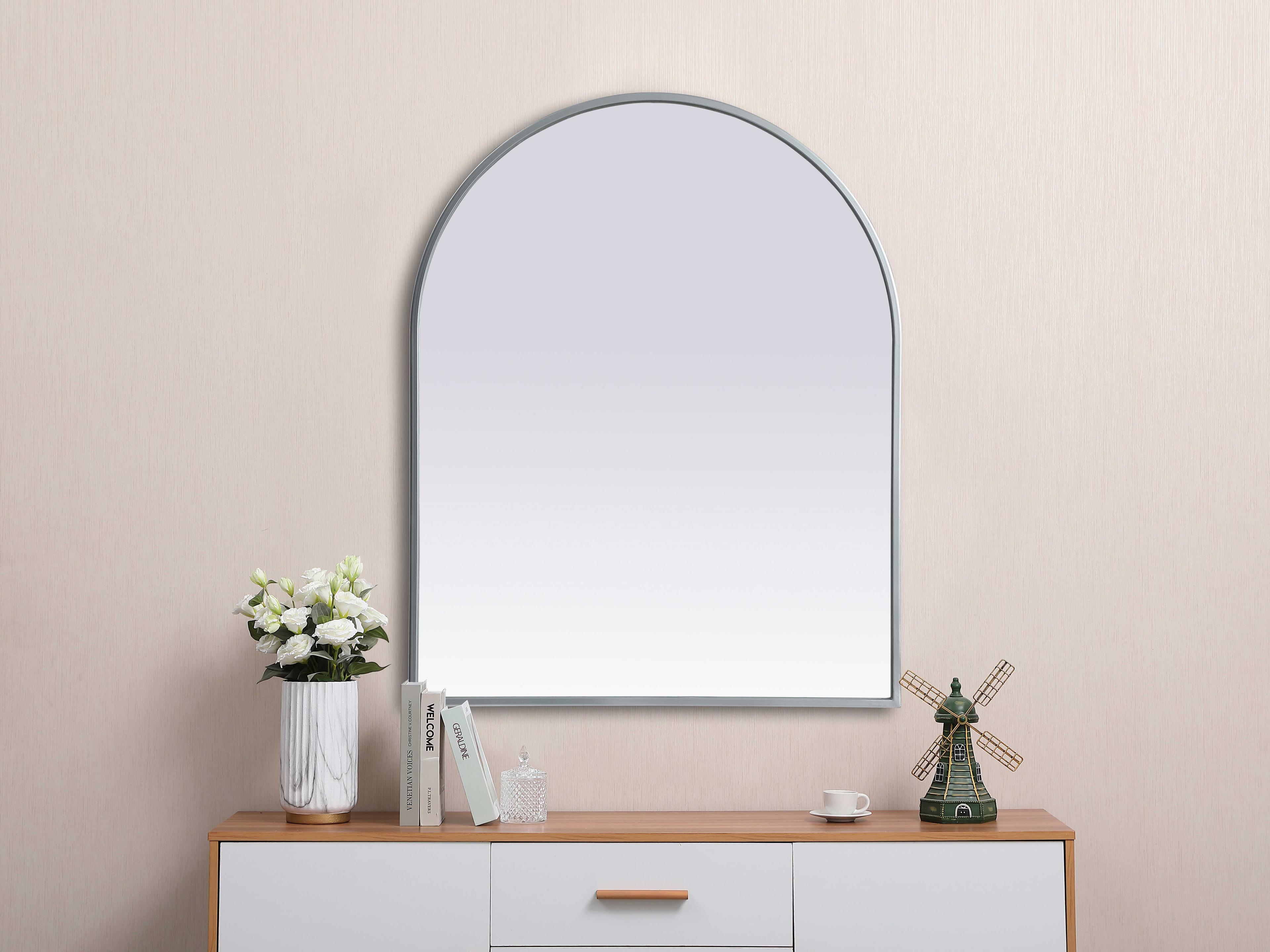 Elegant Lighting Ayra Silver Arch Wall Mirror