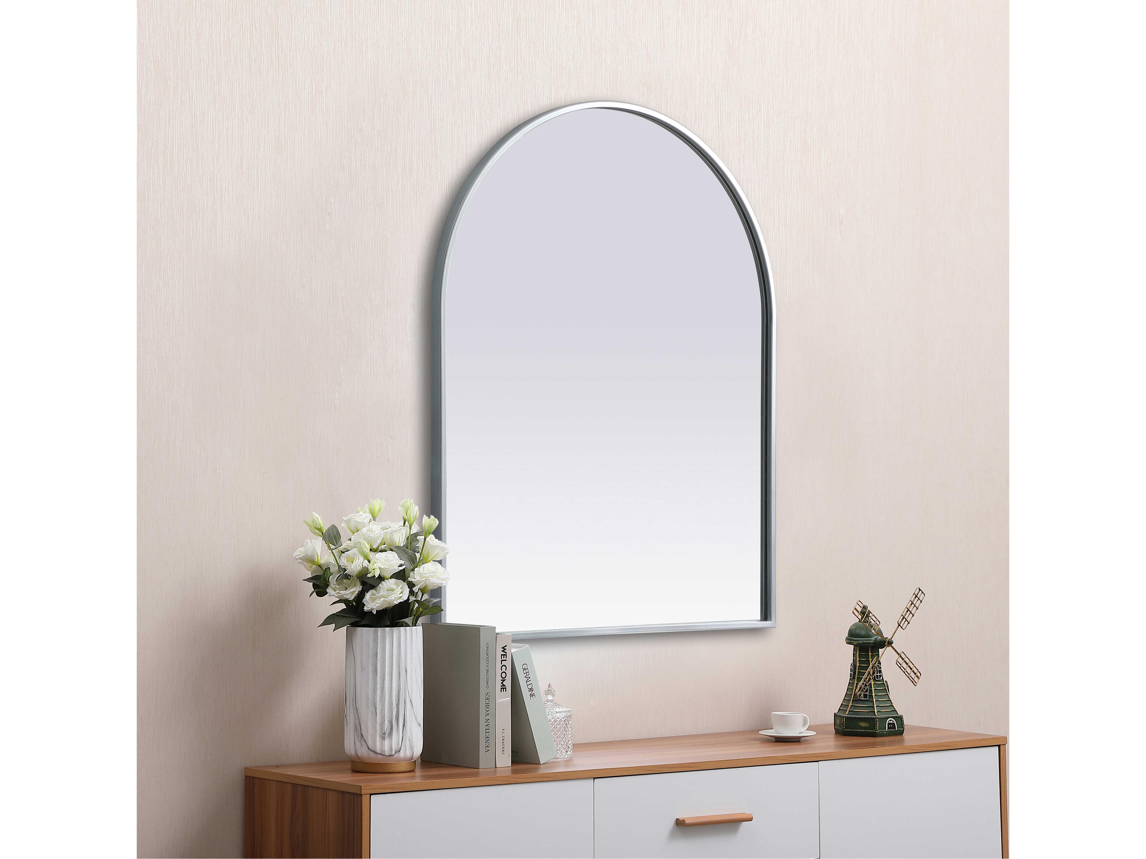 Elegant Lighting Ayra Silver Arch Wall Mirror