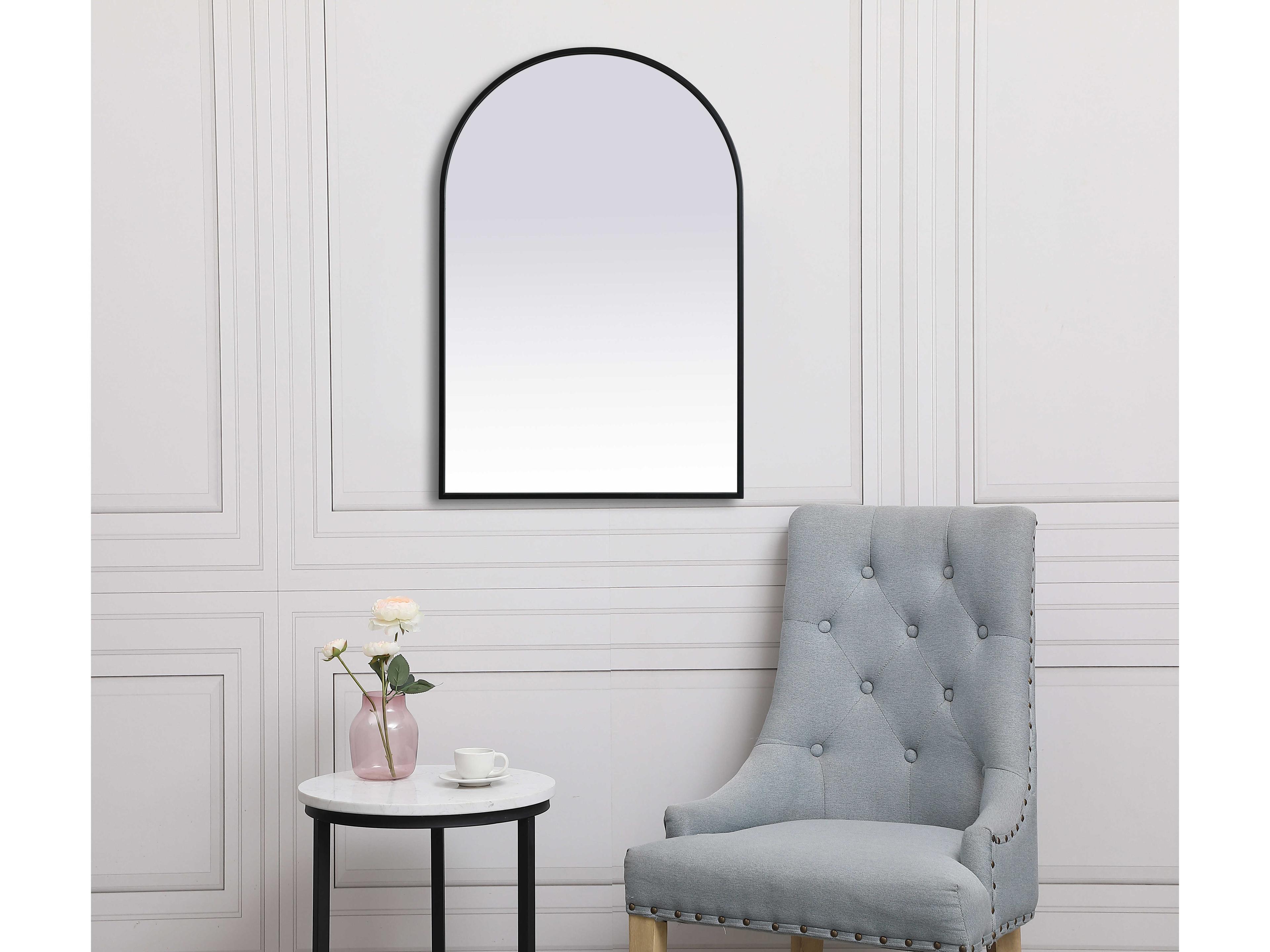 Elegant Lighting Ayra Black Arch Wall Mirror