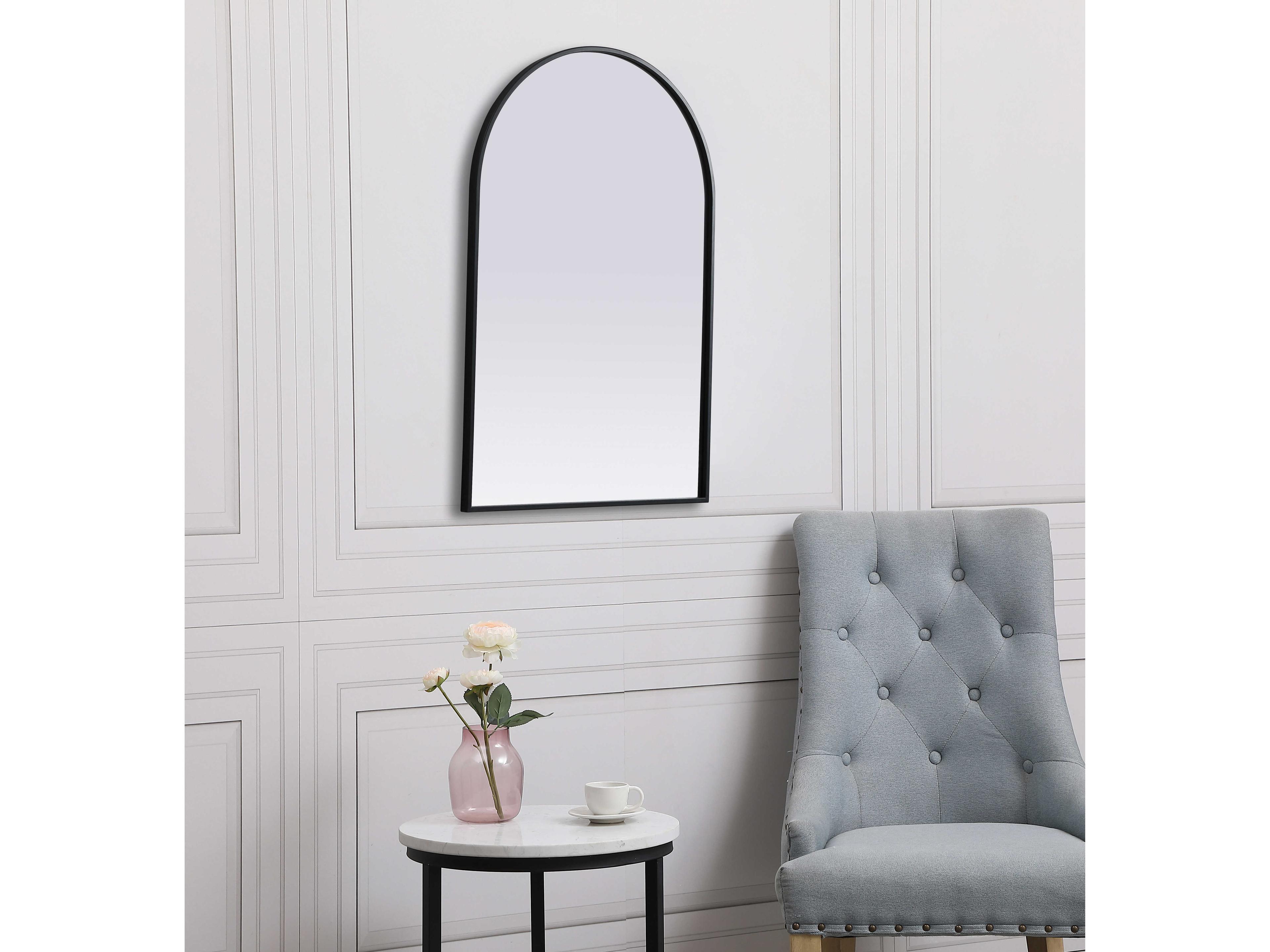 Elegant Lighting Ayra Black Arch Wall Mirror