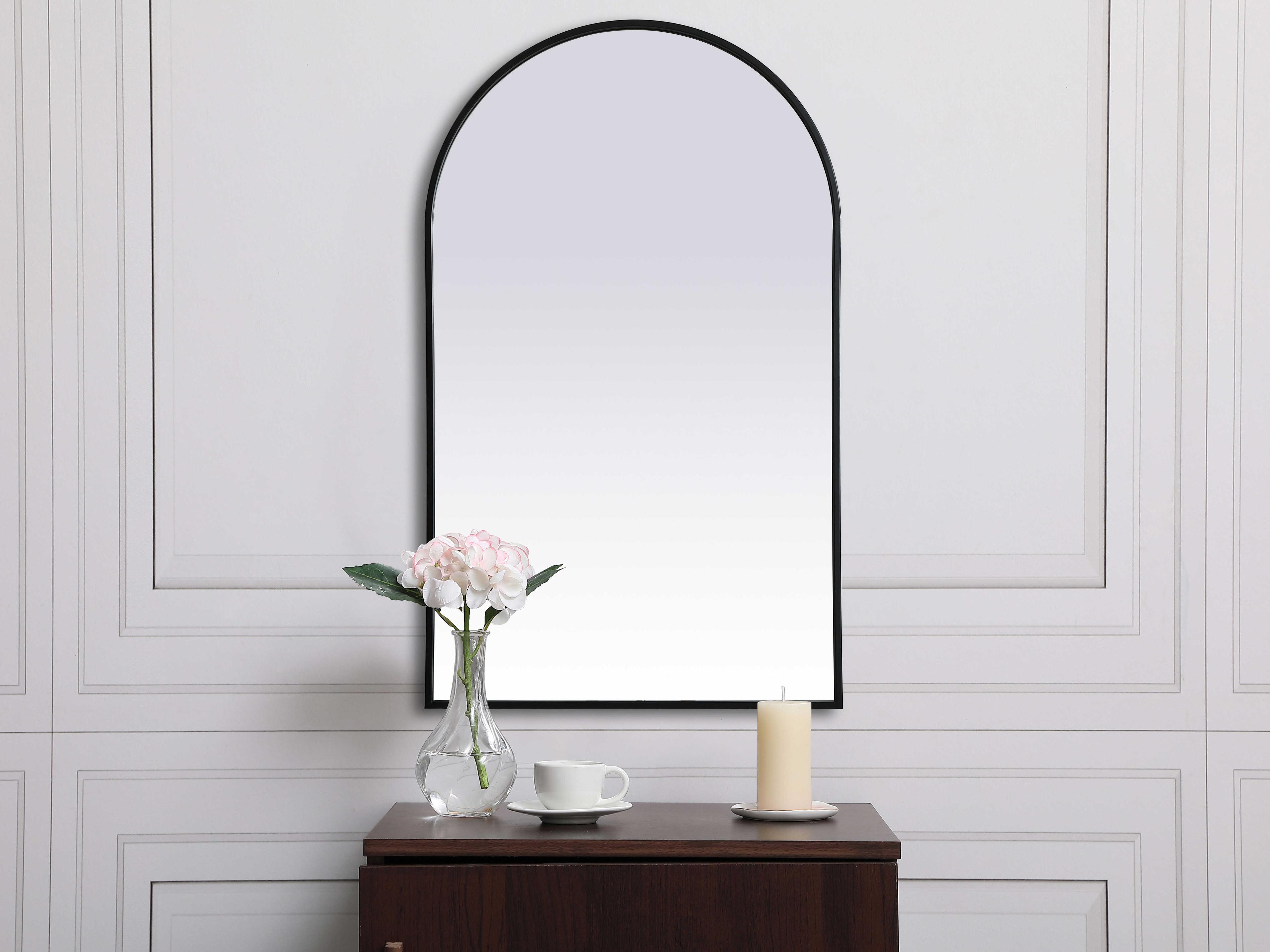 Elegant Lighting Ayra Black Arch Wall Mirror