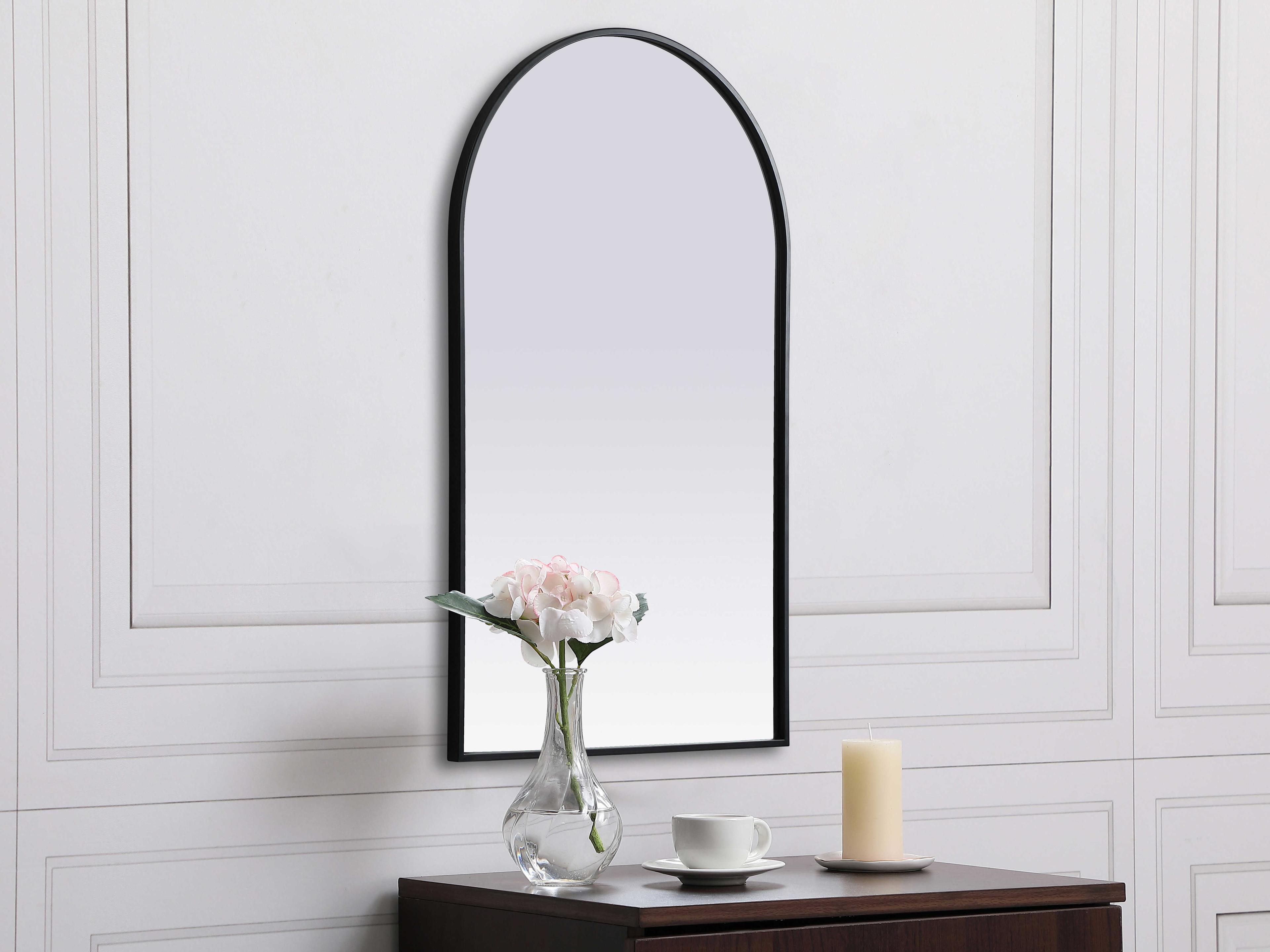 Elegant Lighting Ayra Black Arch Wall Mirror