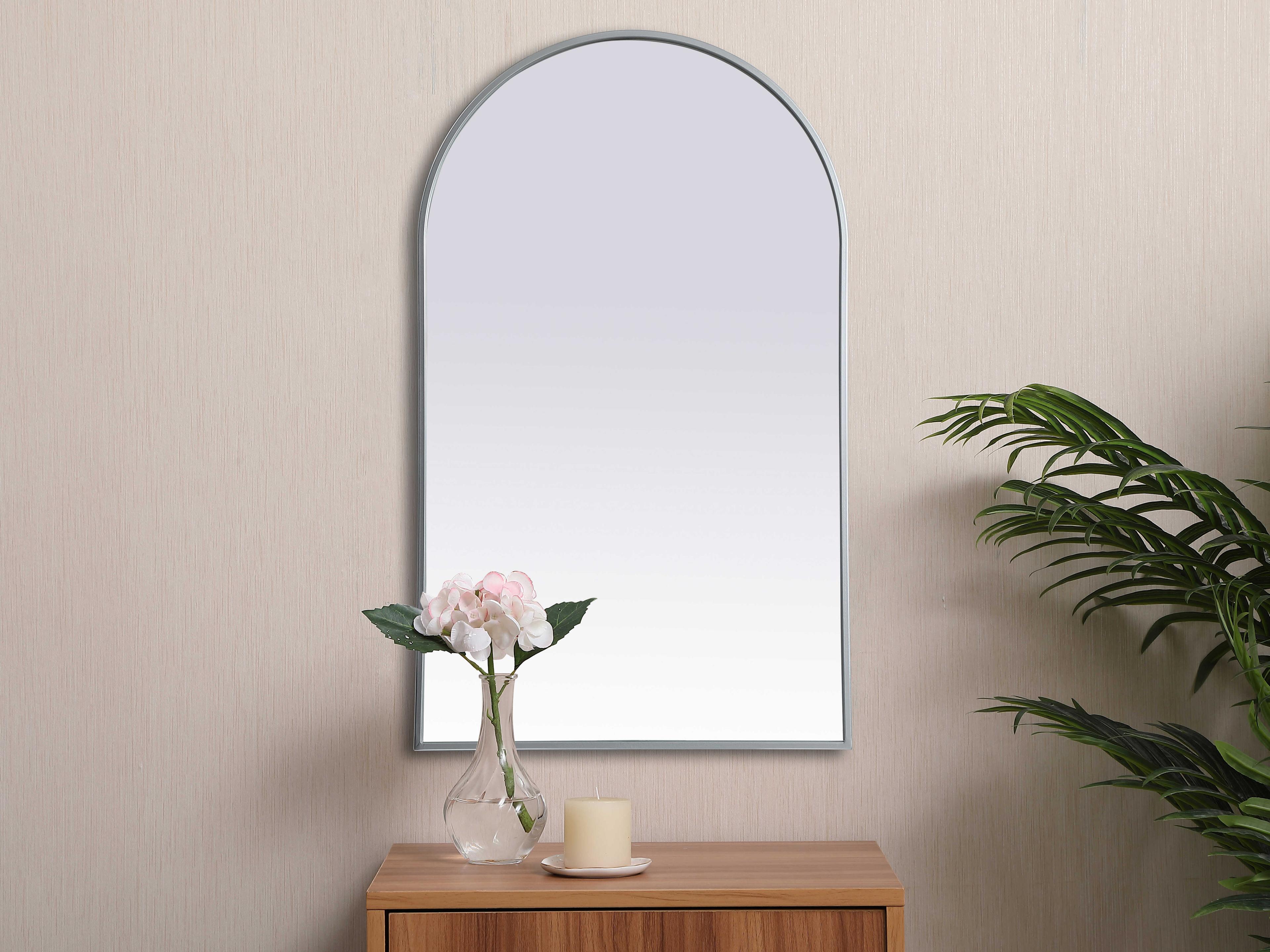 Elegant Lighting Ayra Silver Arch Wall Mirror