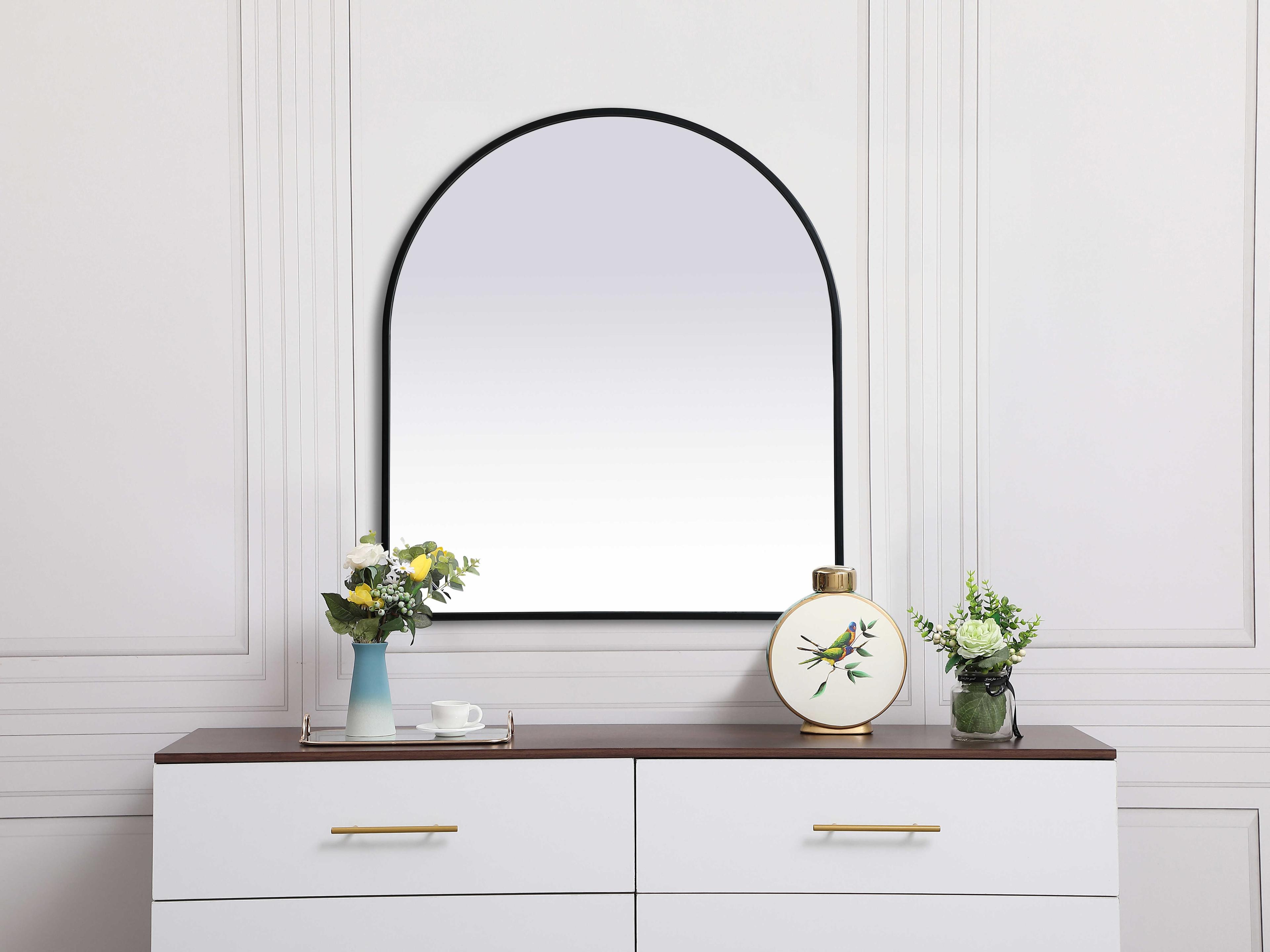 Elegant Lighting Ayra Black Arch Wall Mirror