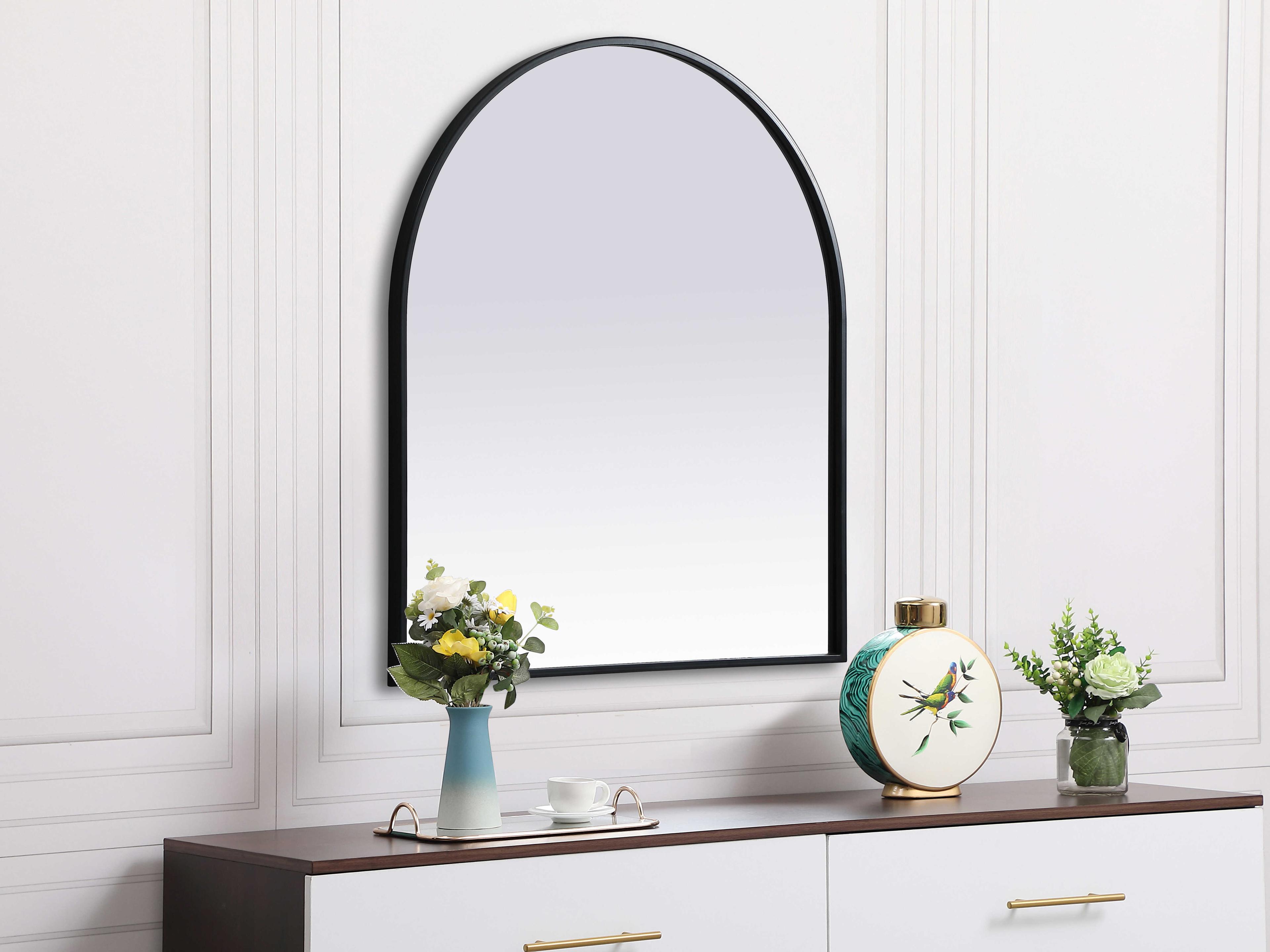 Elegant Lighting Ayra Black Arch Wall Mirror