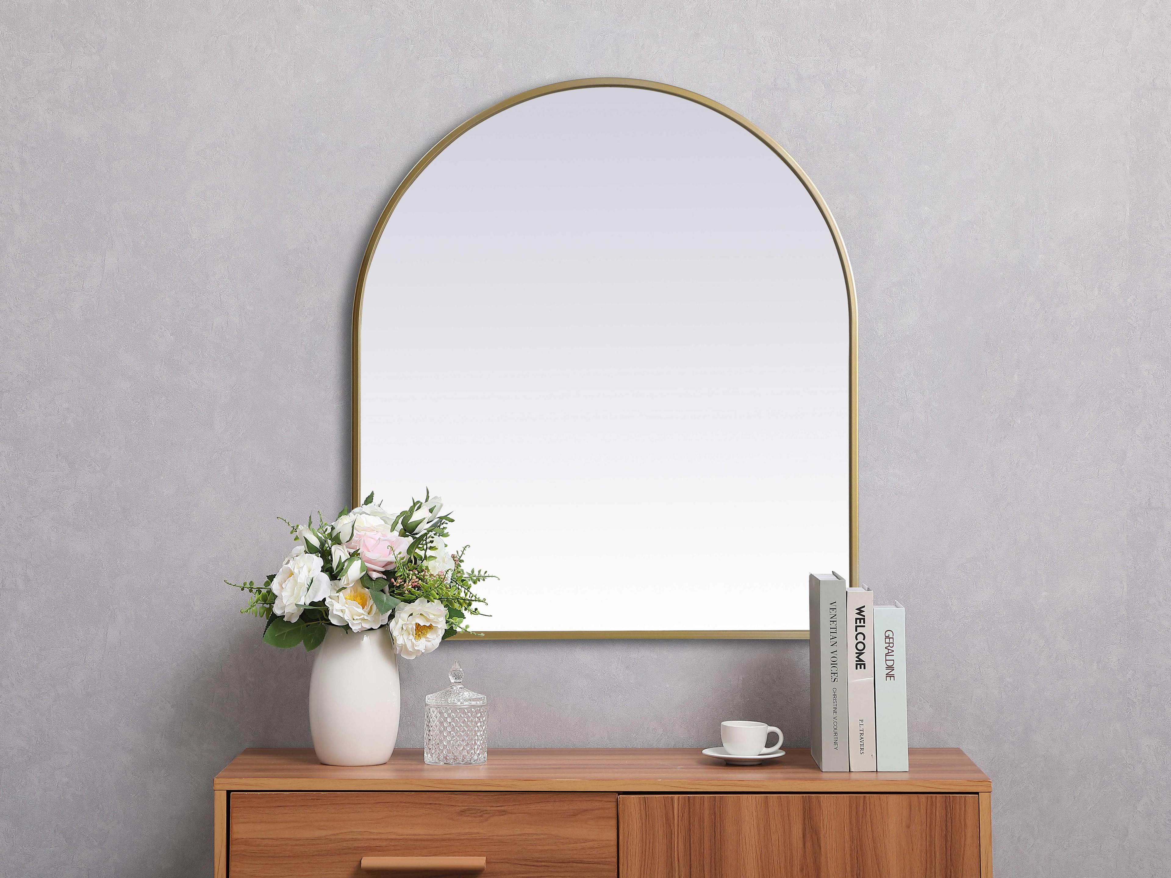 Elegant Lighting Ayra Brass Arch Wall Mirror