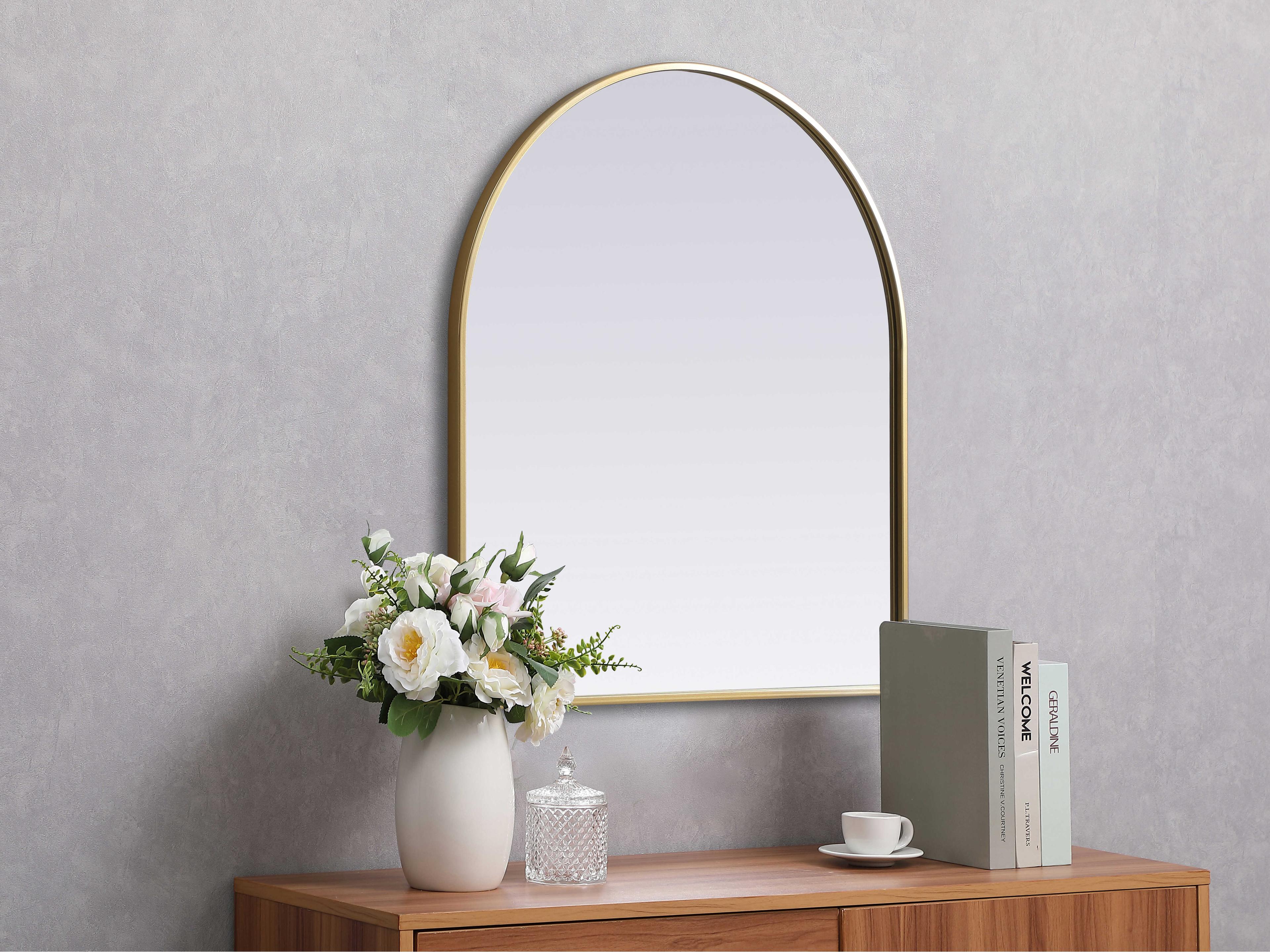 Elegant Lighting Ayra Brass Arch Wall Mirror