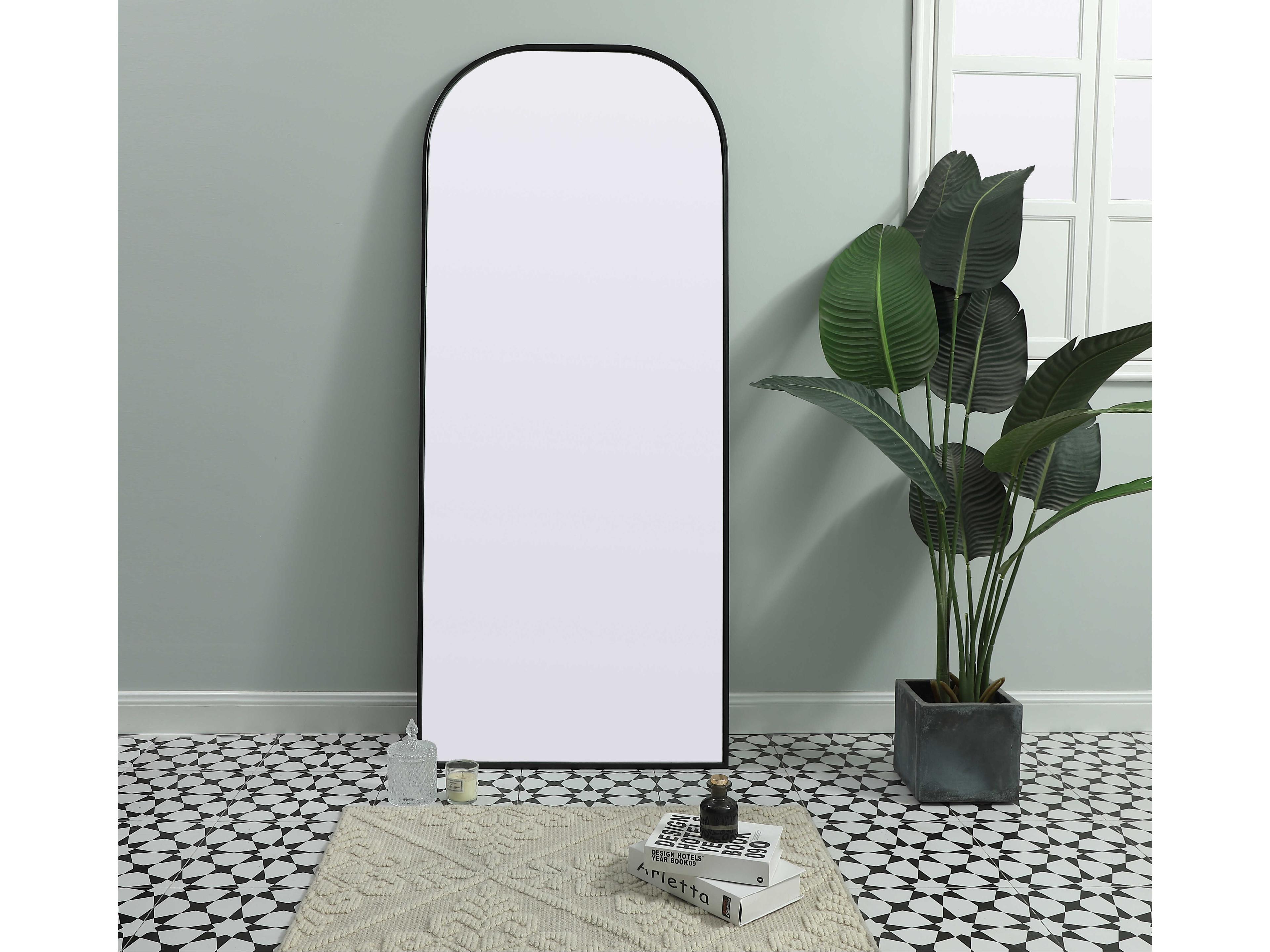 Elegant Lighting Blaire Black Arch Floor Mirror