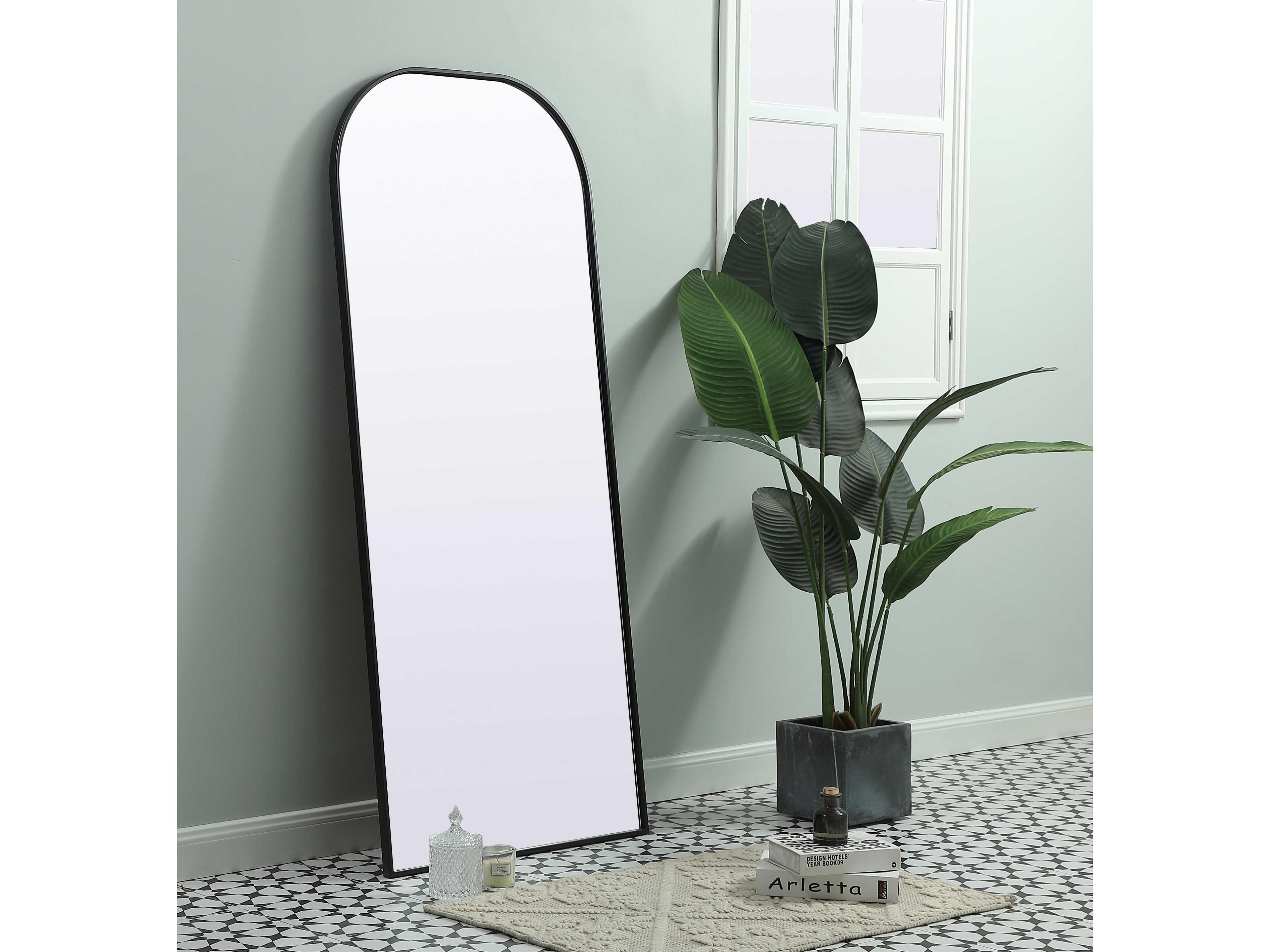 Elegant Lighting Blaire Black Arch Floor Mirror