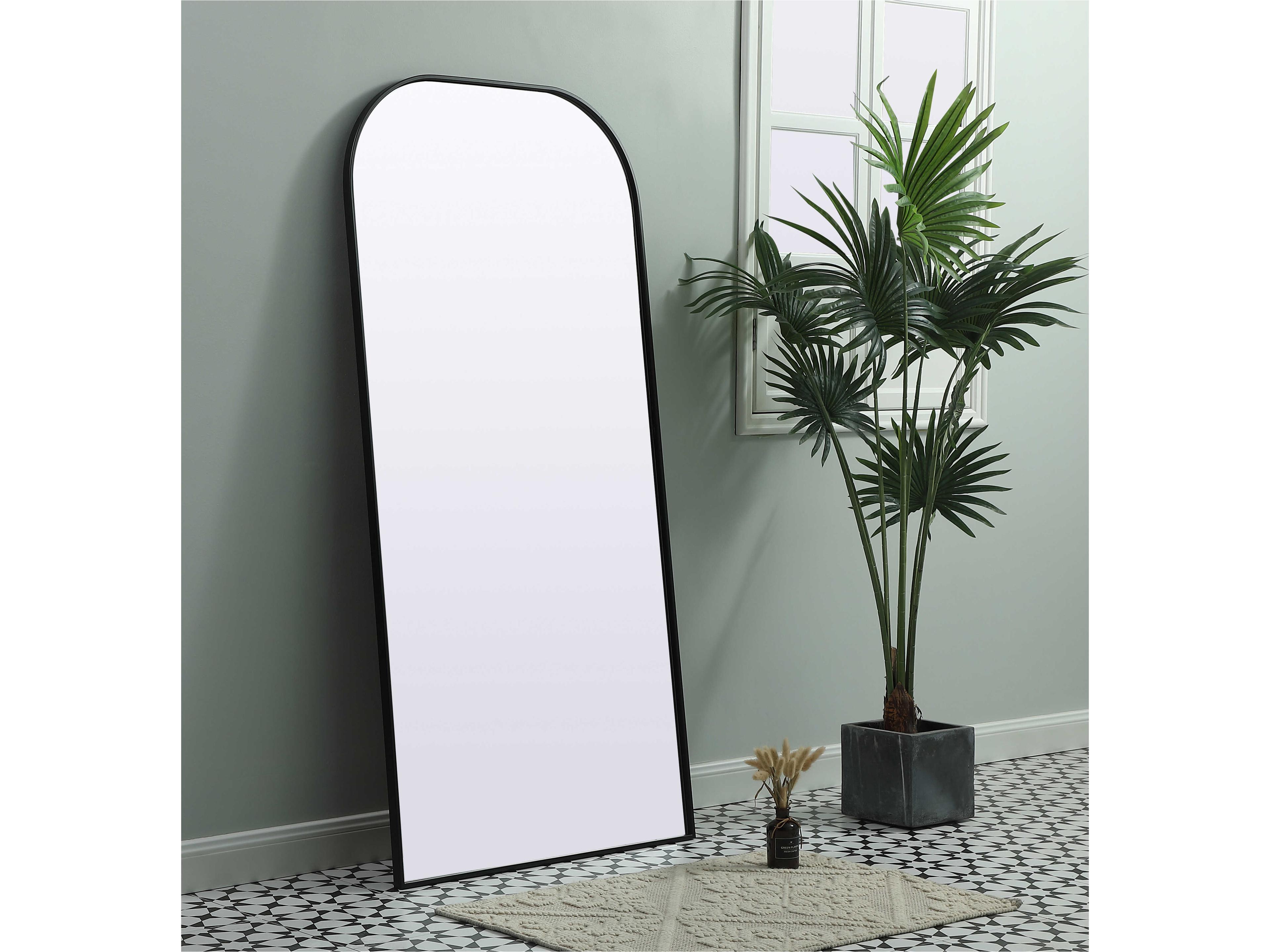 Elegant Lighting Blaire Black Arch Floor Mirror