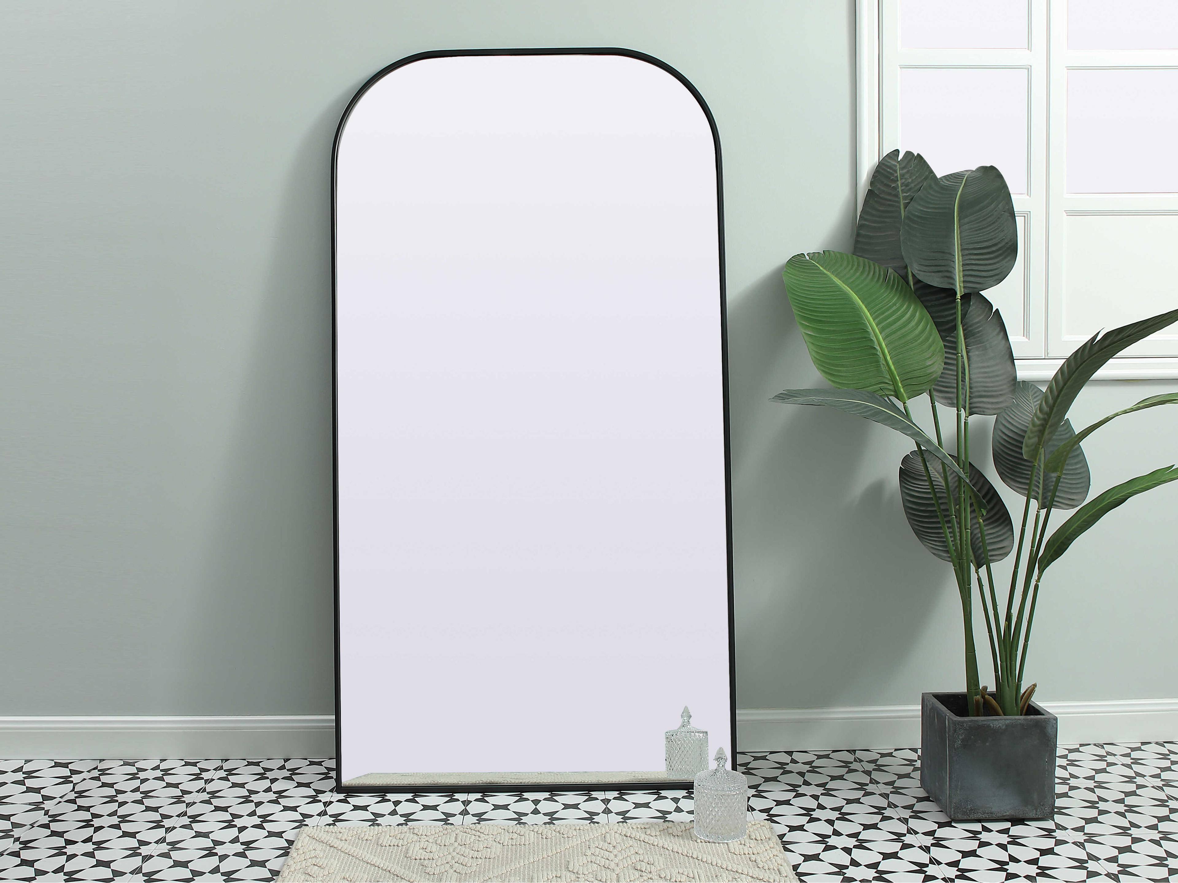 Elegant Lighting Blaire Black Arch Floor Mirror