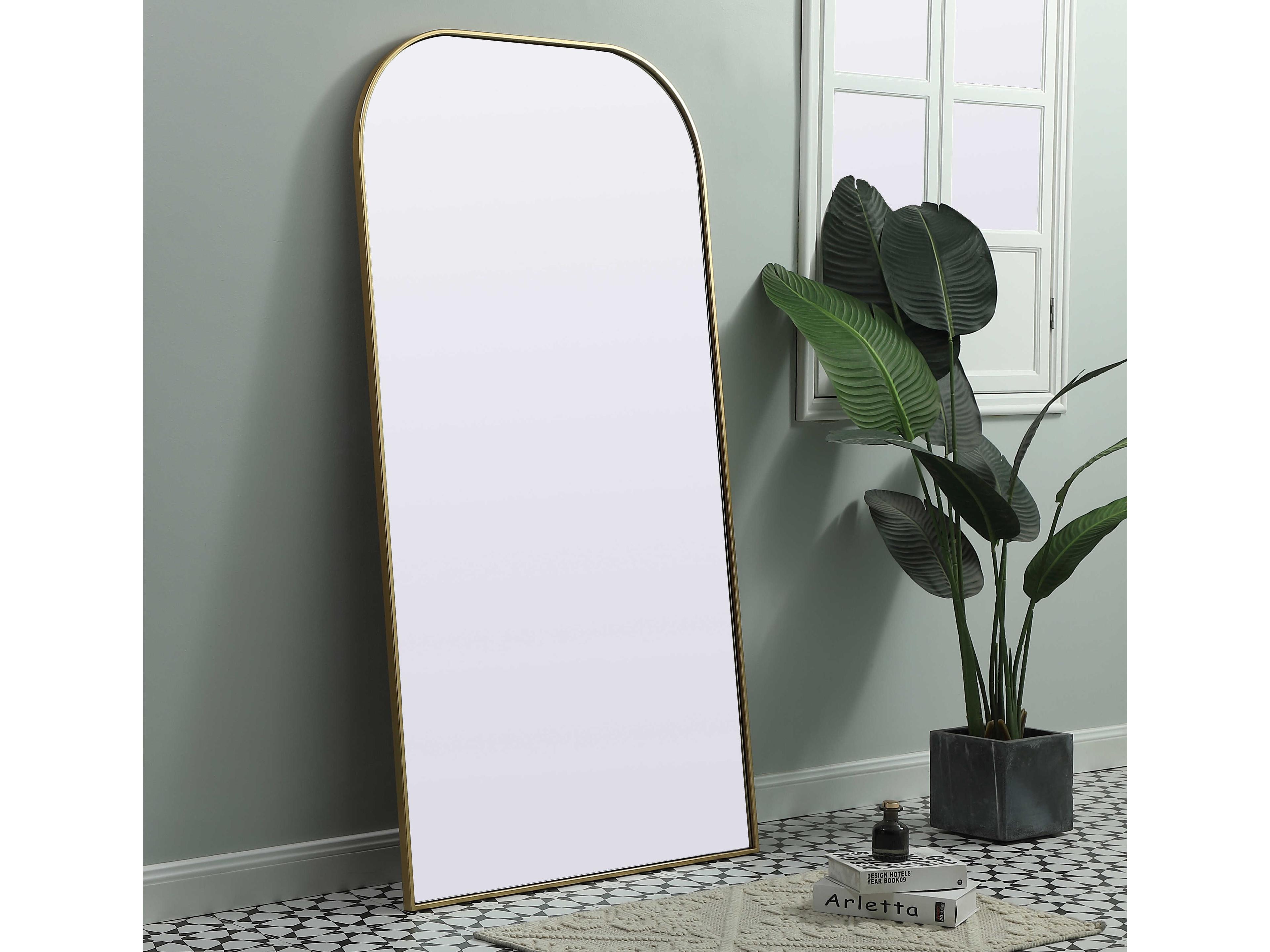 Elegant Lighting Blaire Brass Arch Floor Mirror