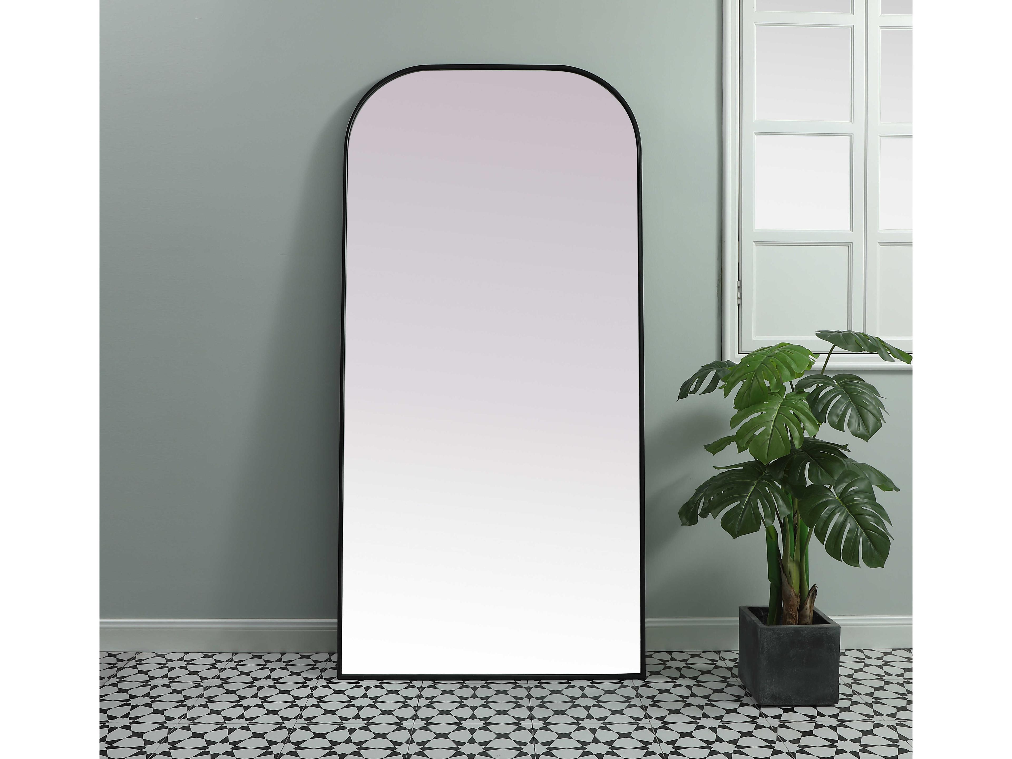 Elegant Lighting Blaire Black Arch Floor Mirror