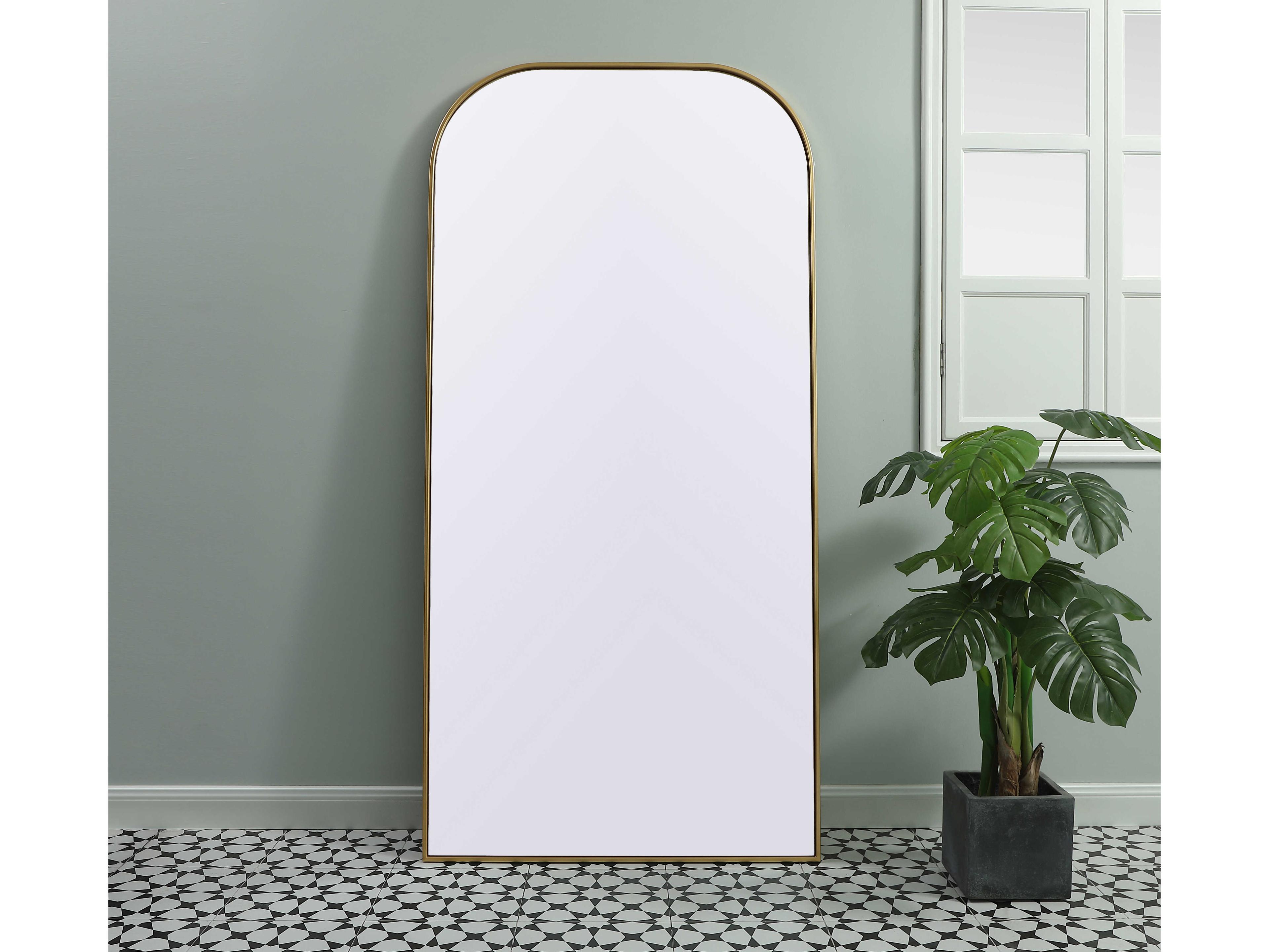 Elegant Lighting Blaire Brass Arch Floor Mirror