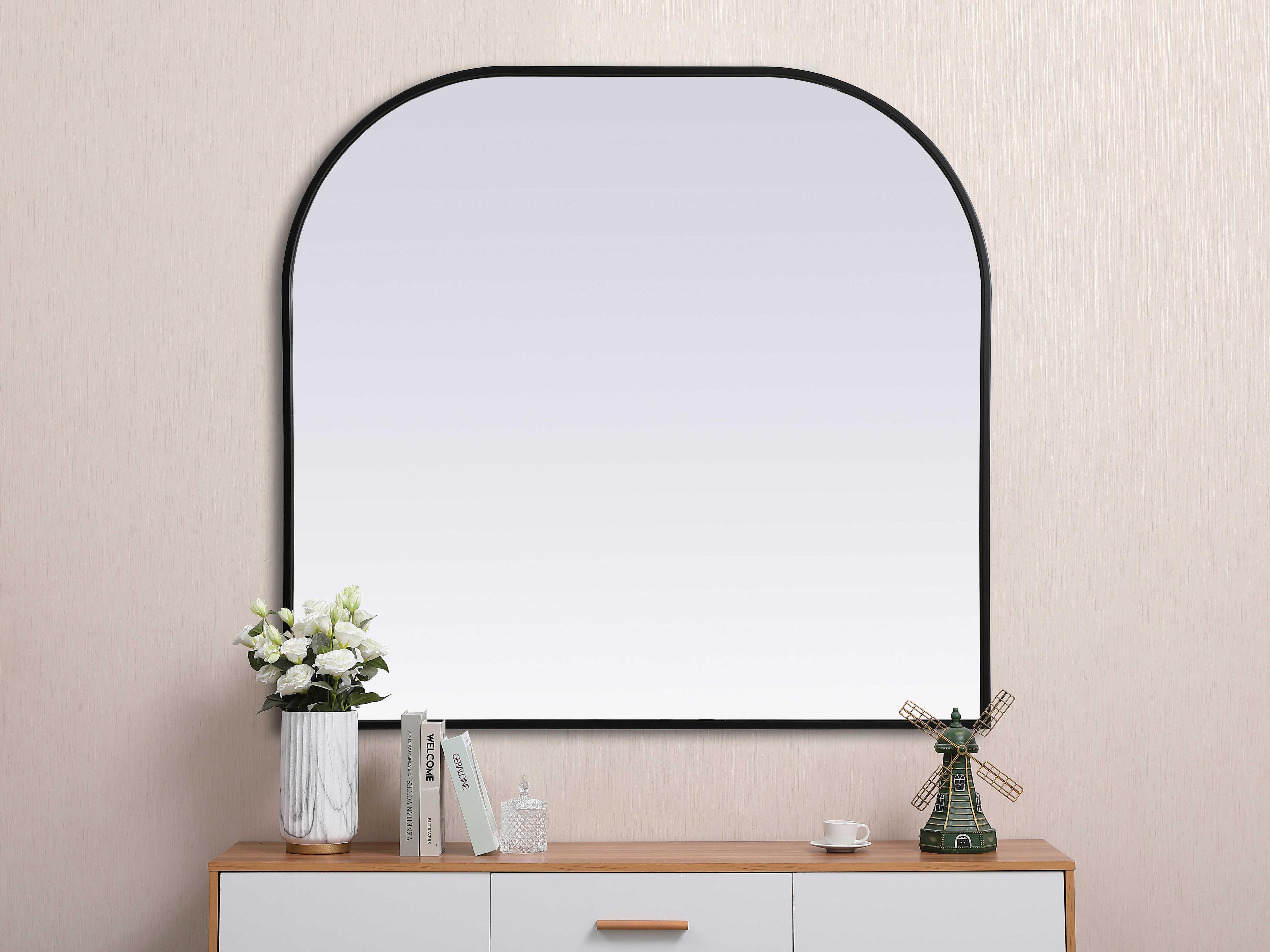 Elegant Lighting Blaire Black Arch Wall Mirror