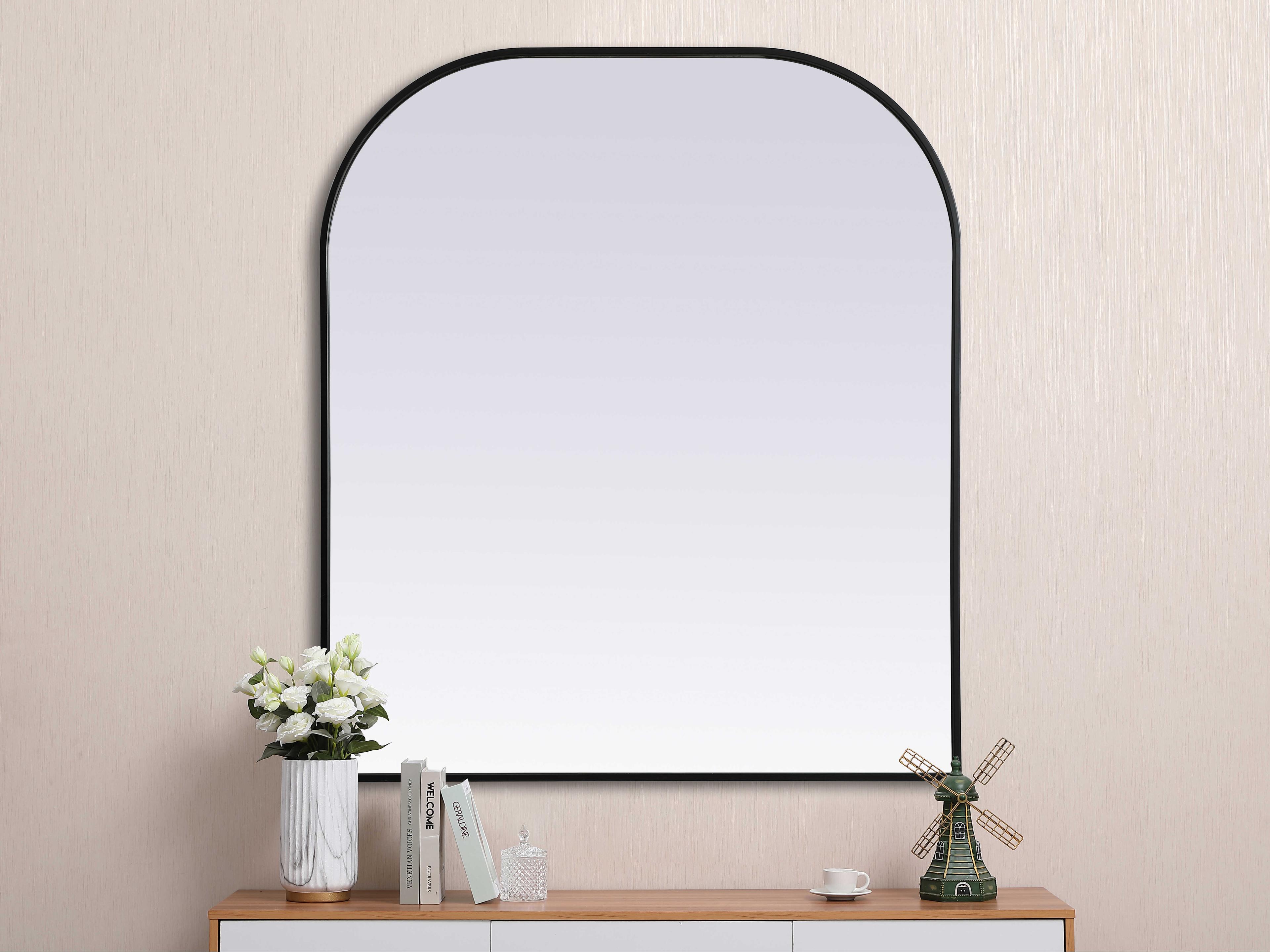 Elegant Lighting Blaire Black Arch Wall Mirror