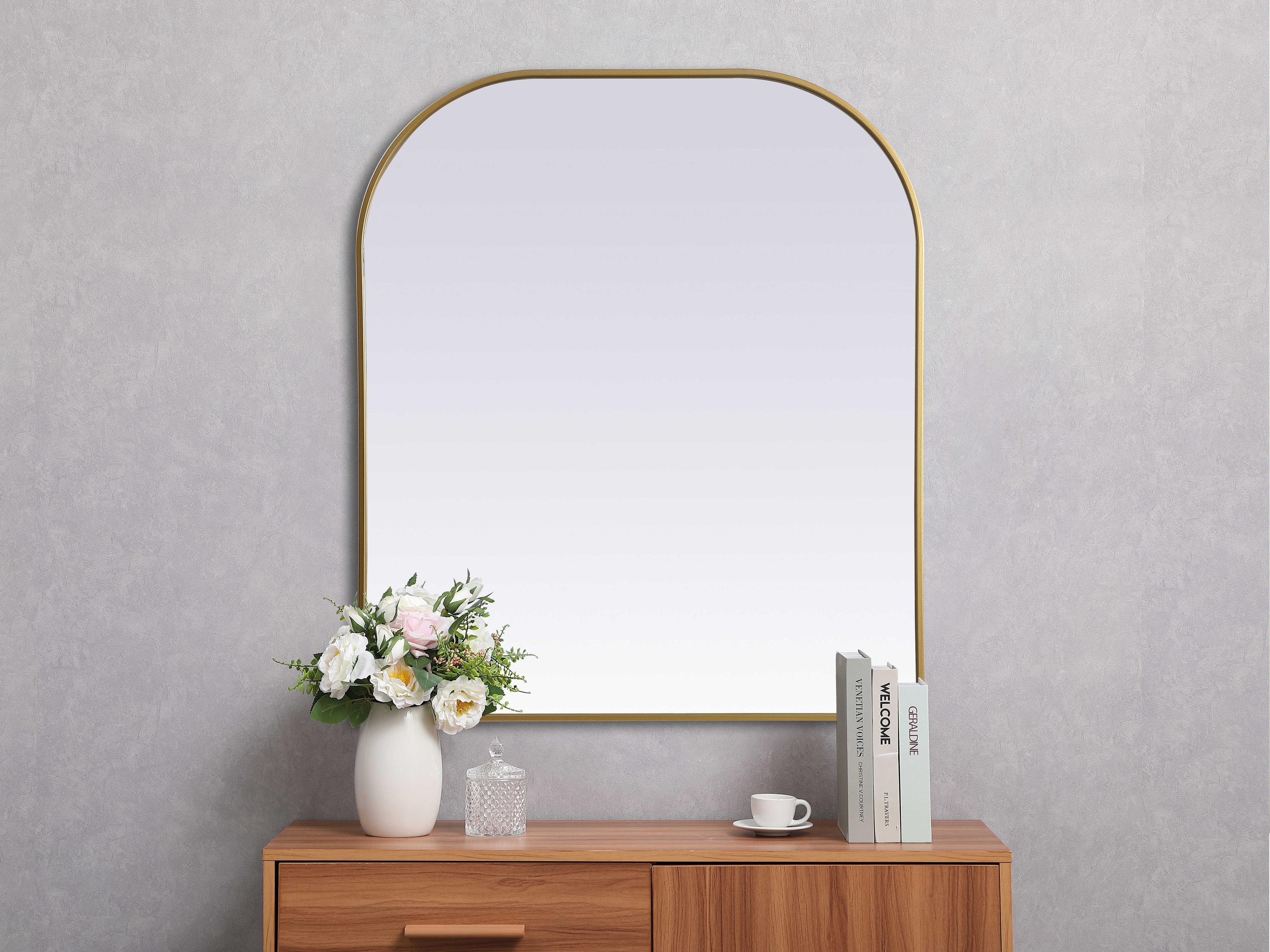 Elegant Lighting Blaire Brass Arch Wall Mirror
