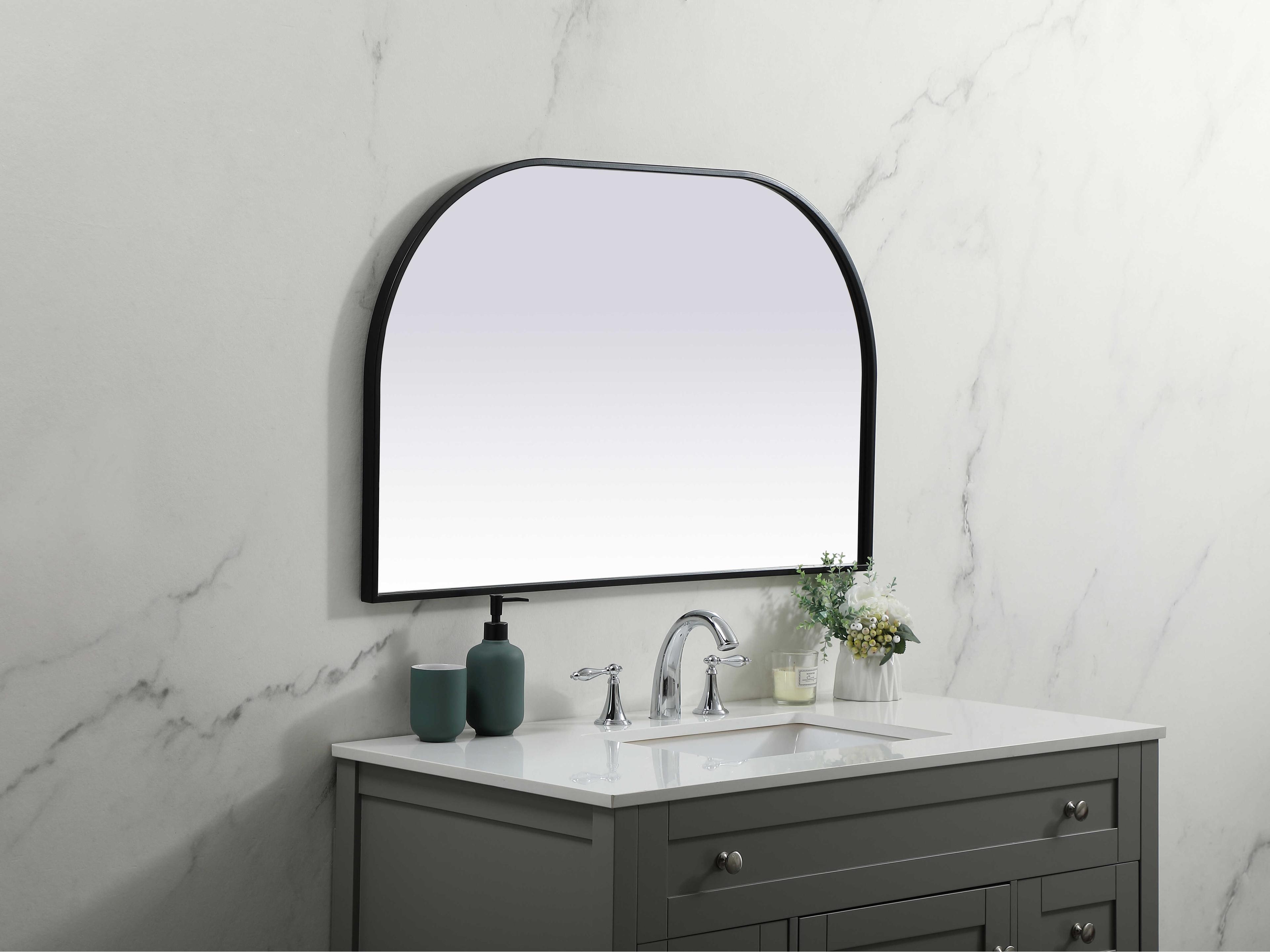 Elegant Lighting Blaire Black Arch Wall Mirror