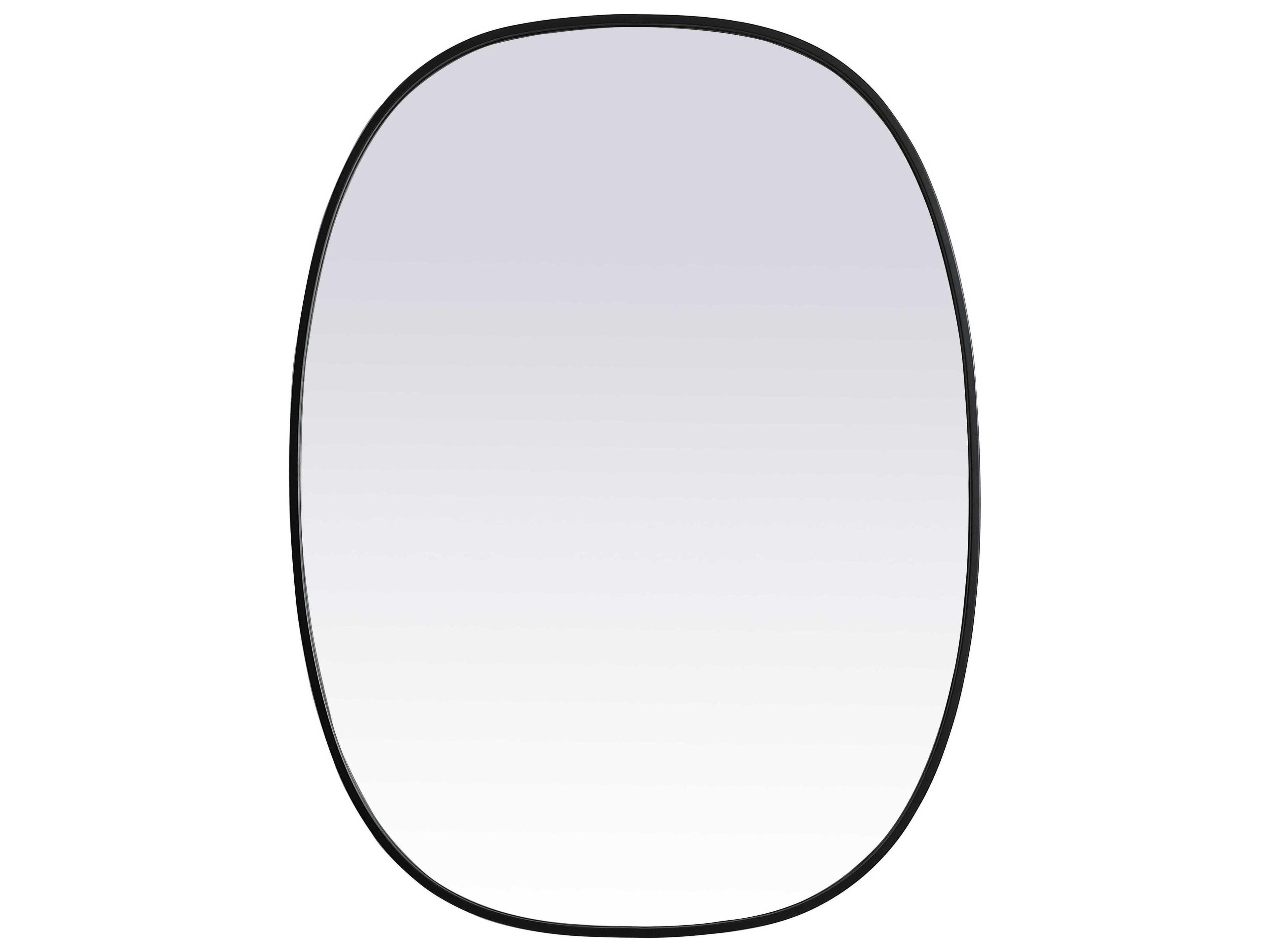 Brynn Oval Wall Mirror Modern Black Metal Frame