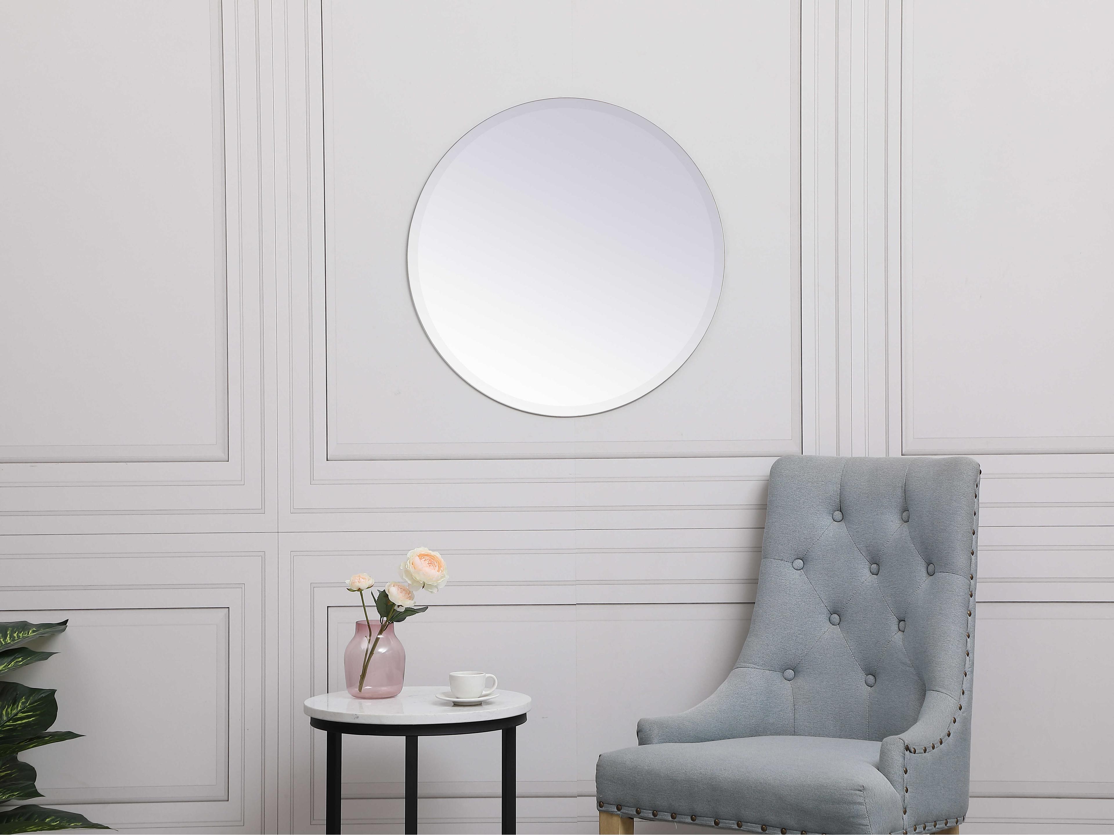 Elegant Lighting Gracin Clear Round Wall Mirror