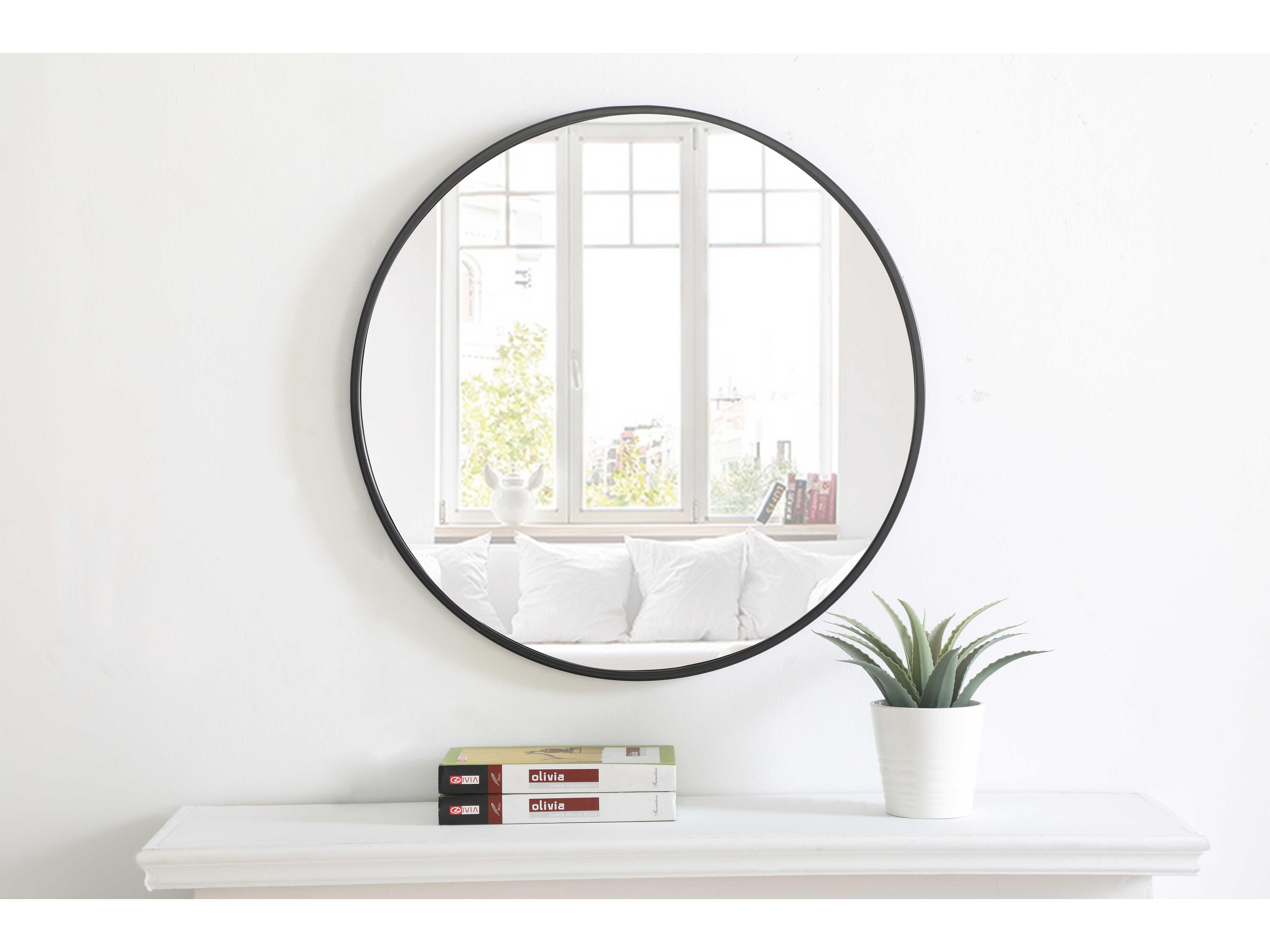 Elegant Lighting Eternity Black Round Wall Mirror