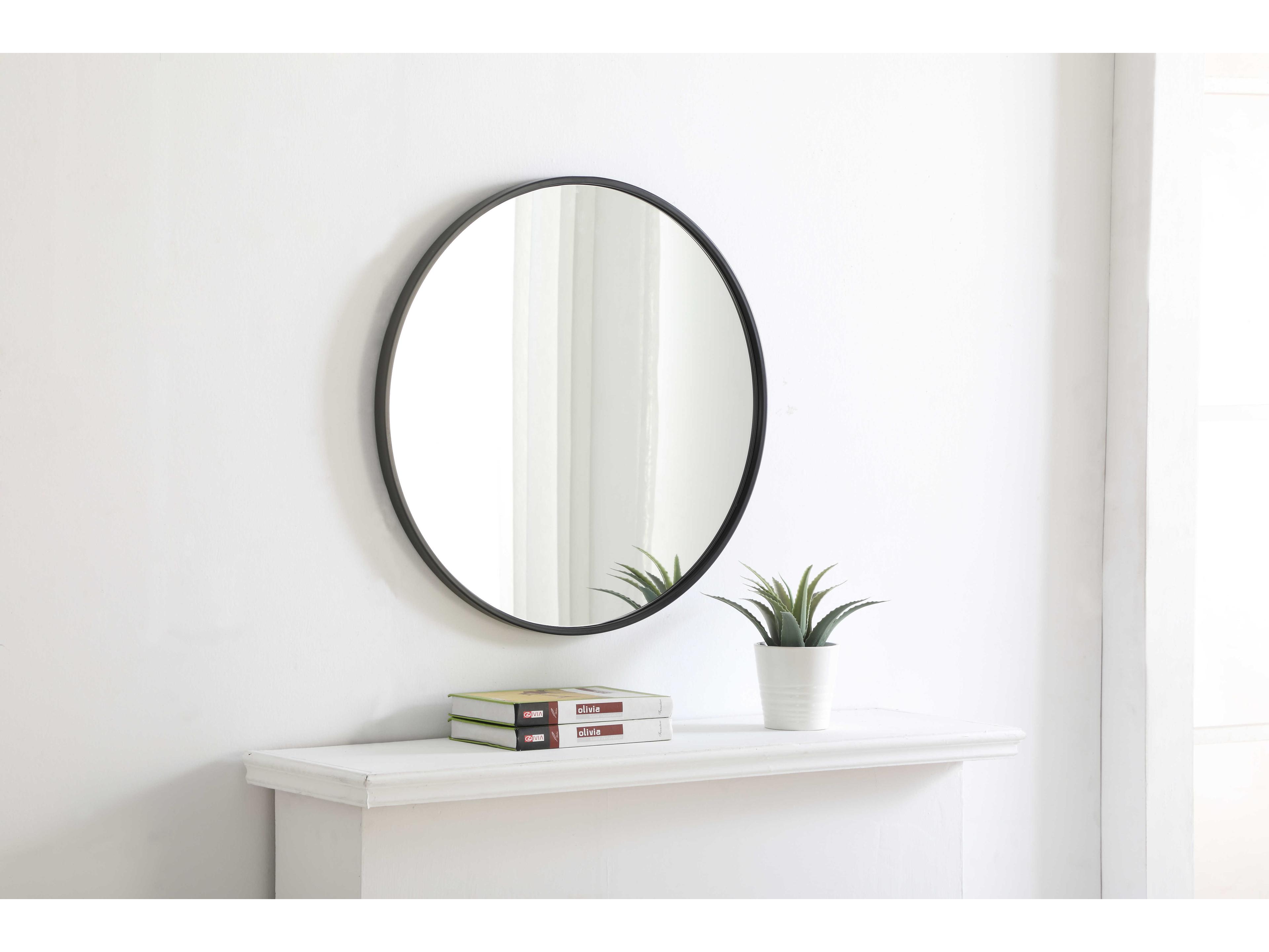 Elegant Lighting Eternity Black Round Wall Mirror