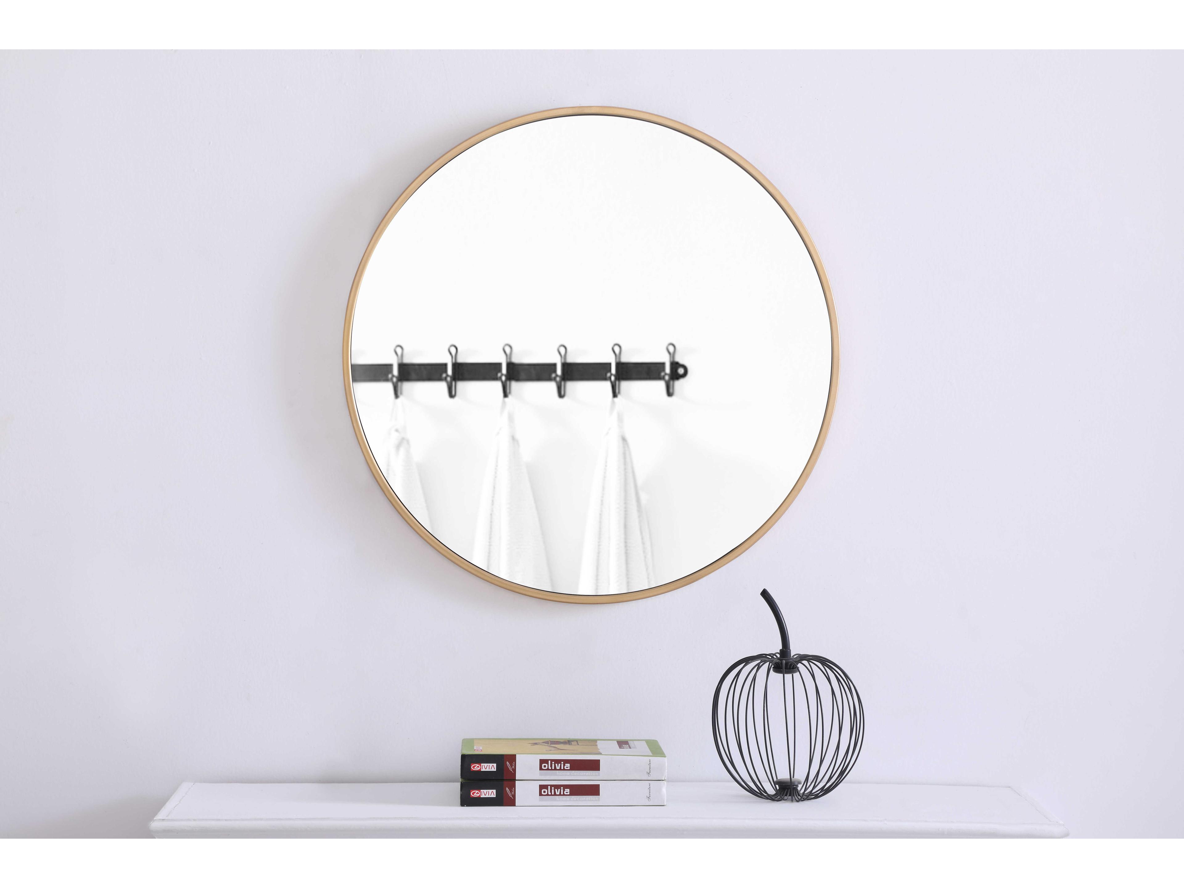 Elegant Lighting Eternity Brass Round Wall Mirror
