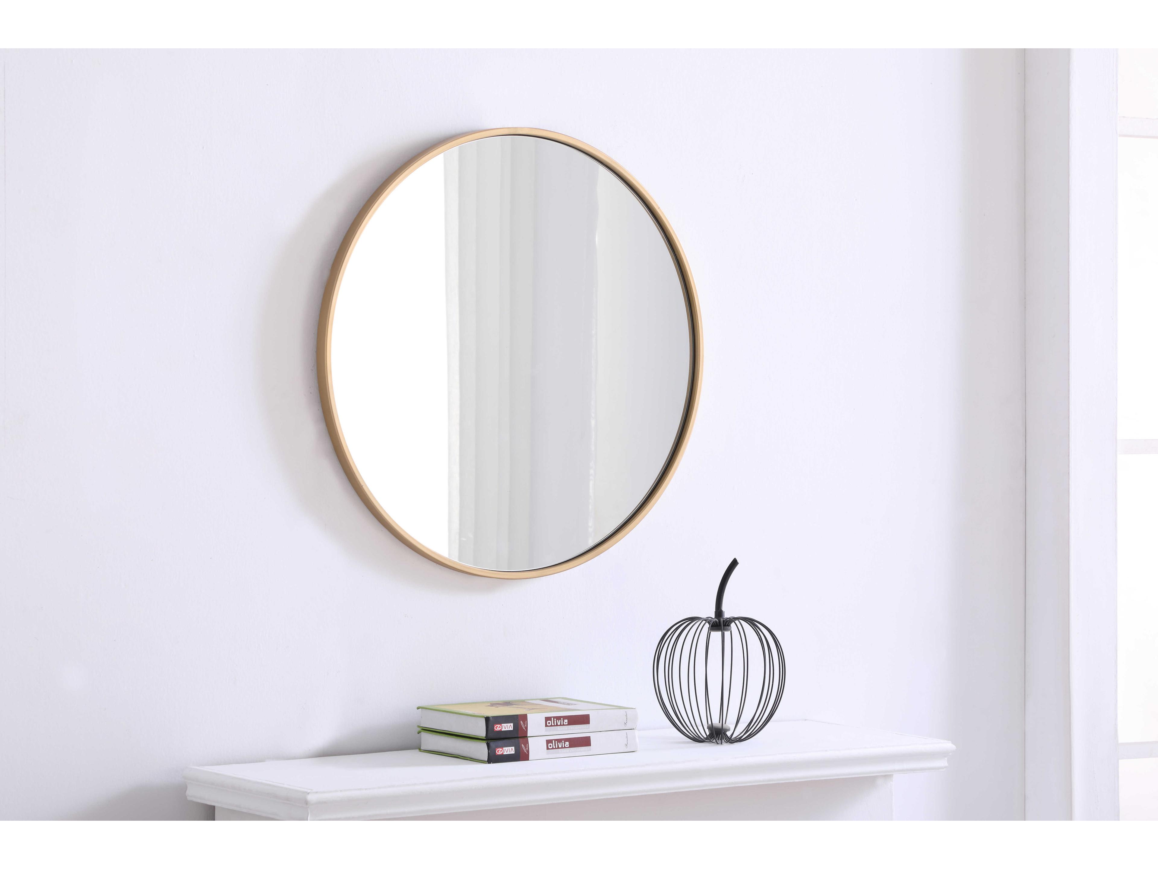 Elegant Lighting Eternity Brass Round Wall Mirror