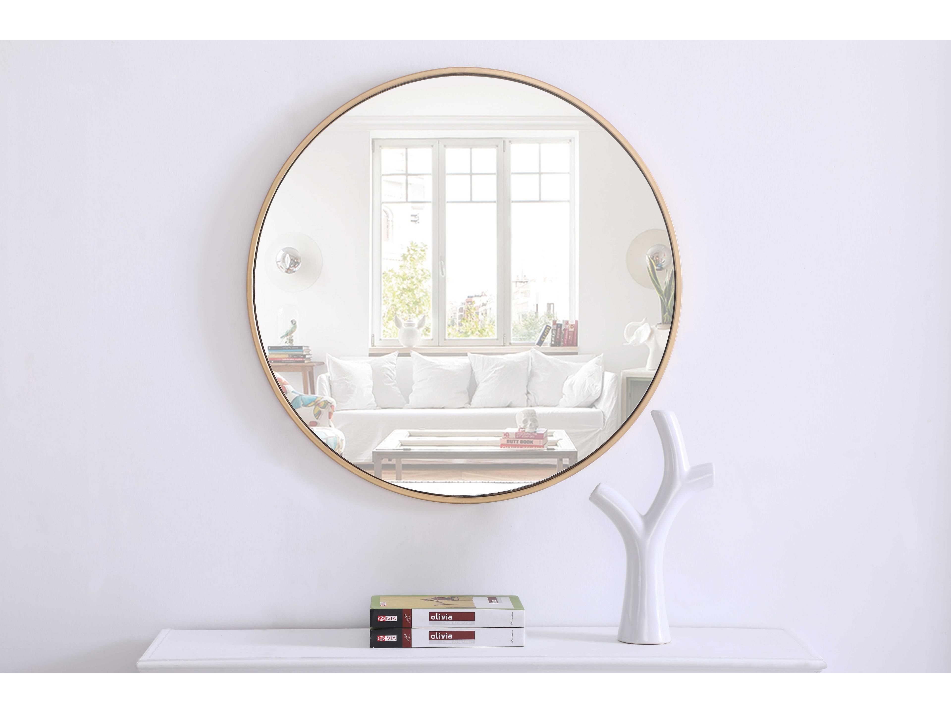 Elegant Lighting Eternity Brass Round Wall Mirror