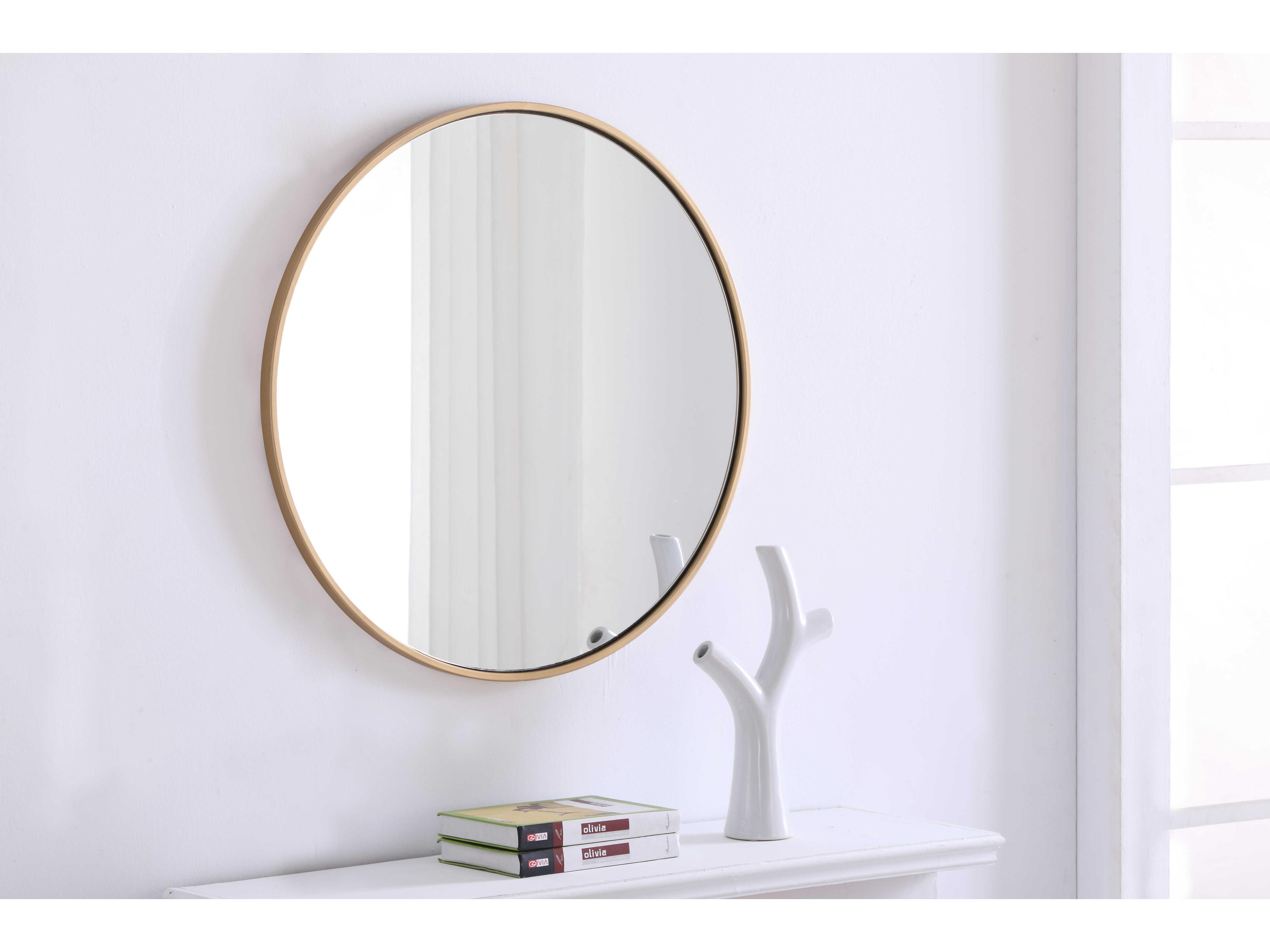 Elegant Lighting Eternity Brass Round Wall Mirror