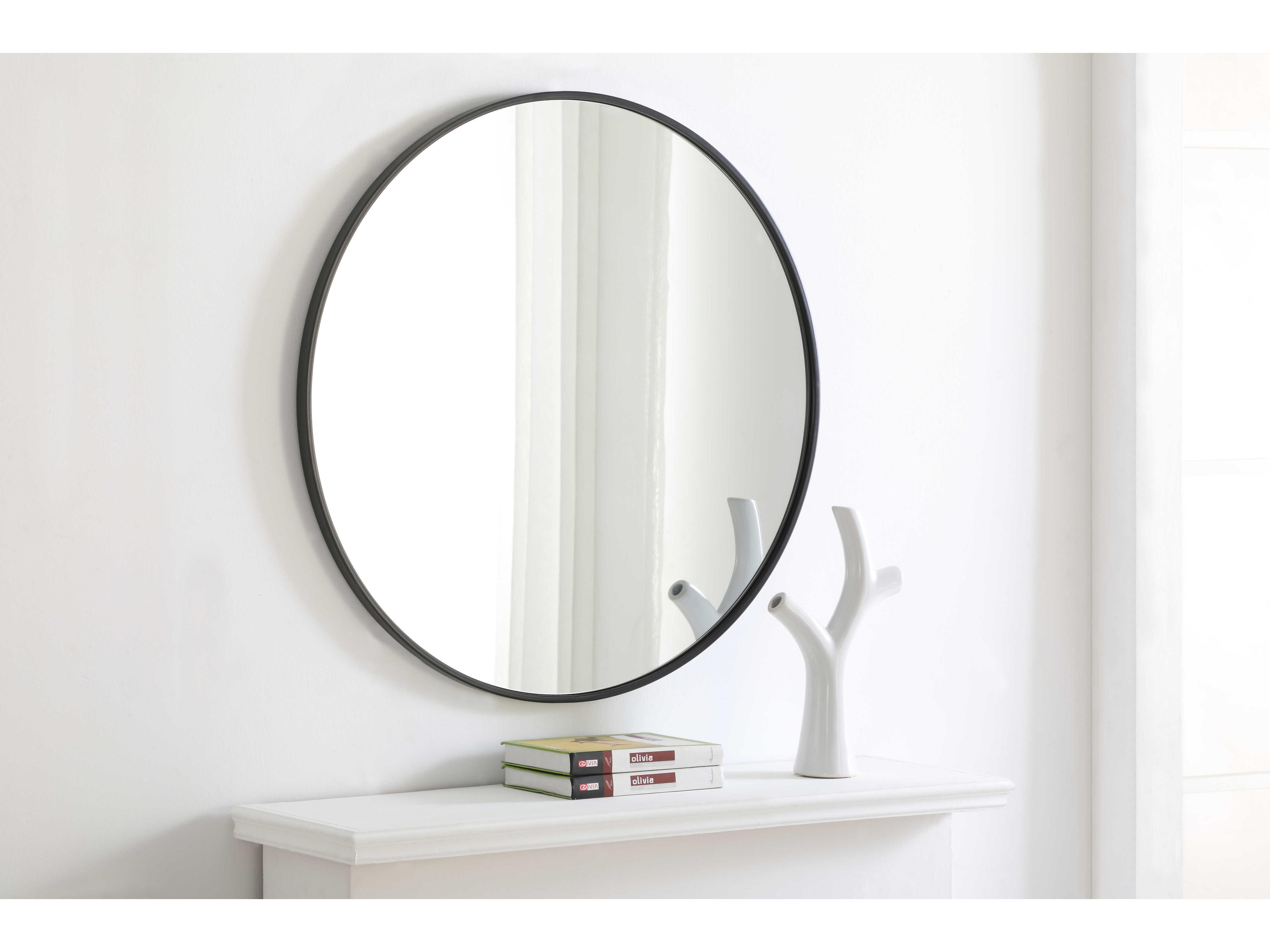 Elegant Lighting Eternity Black Round Wall Mirror