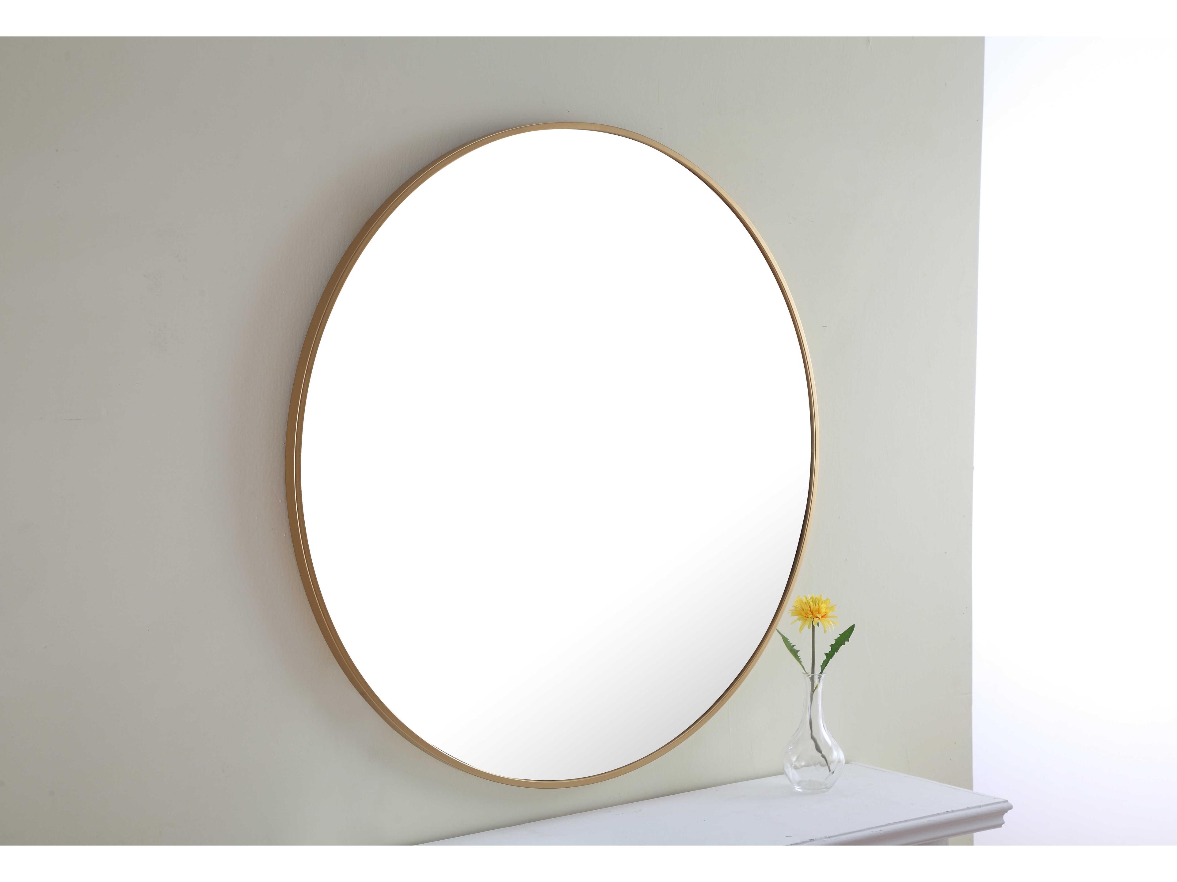 Elegant Lighting Eternity Brass Round Wall Mirror