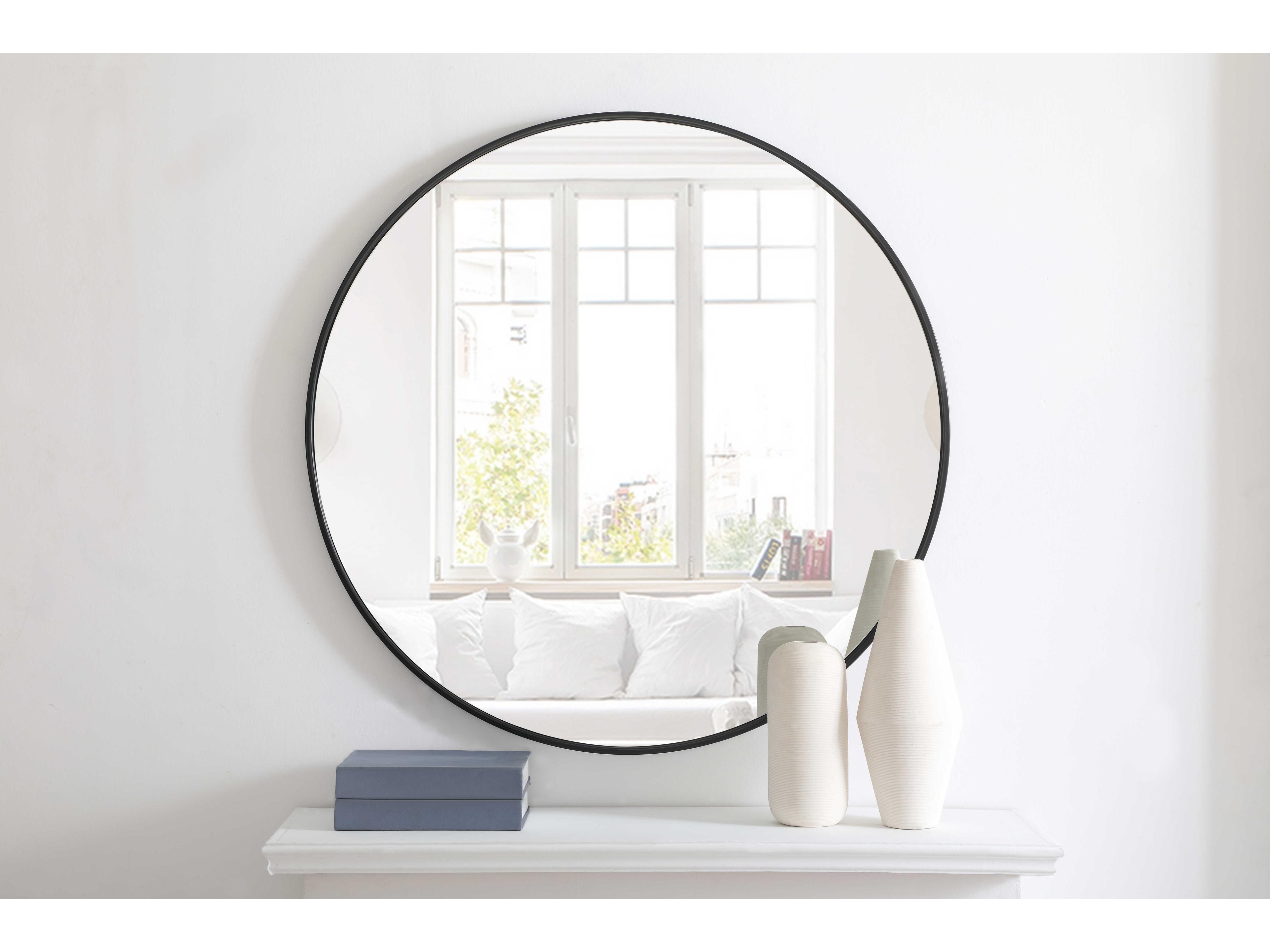Elegant Lighting Eternity Black Round Wall Mirror