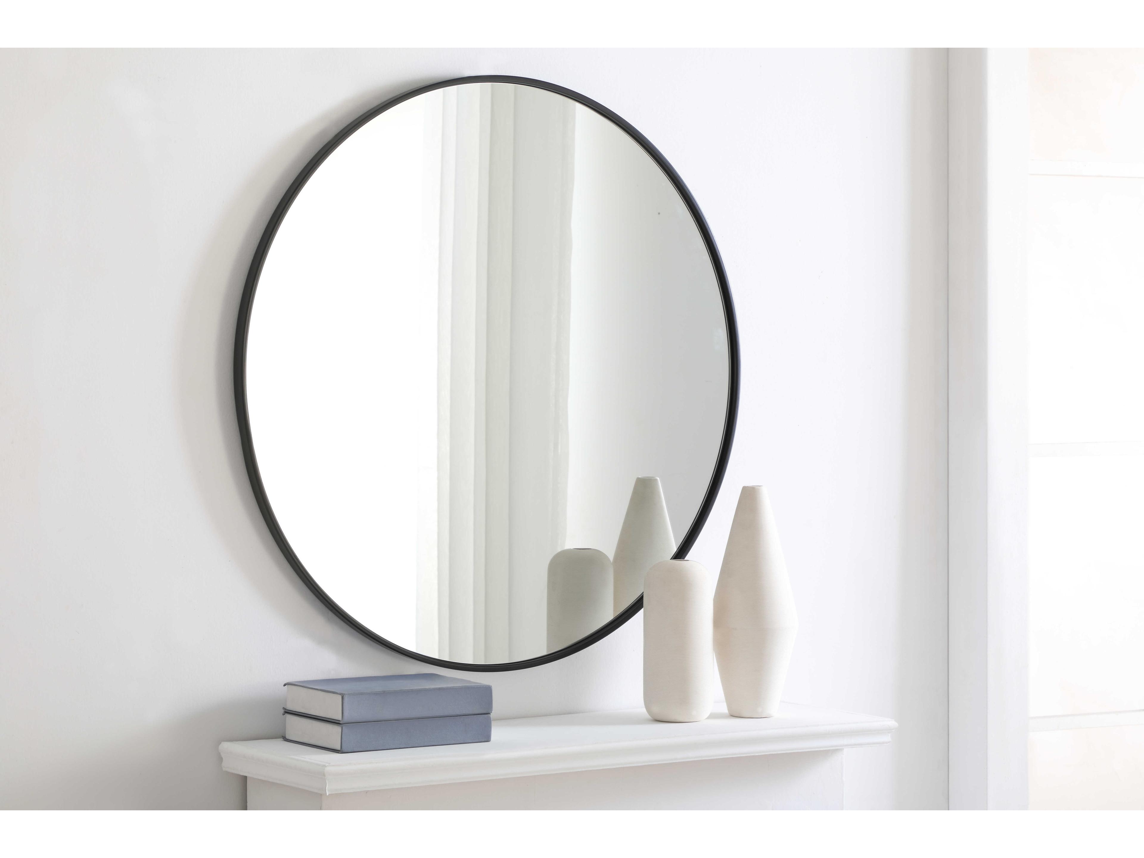 Elegant Lighting Eternity Black Round Wall Mirror
