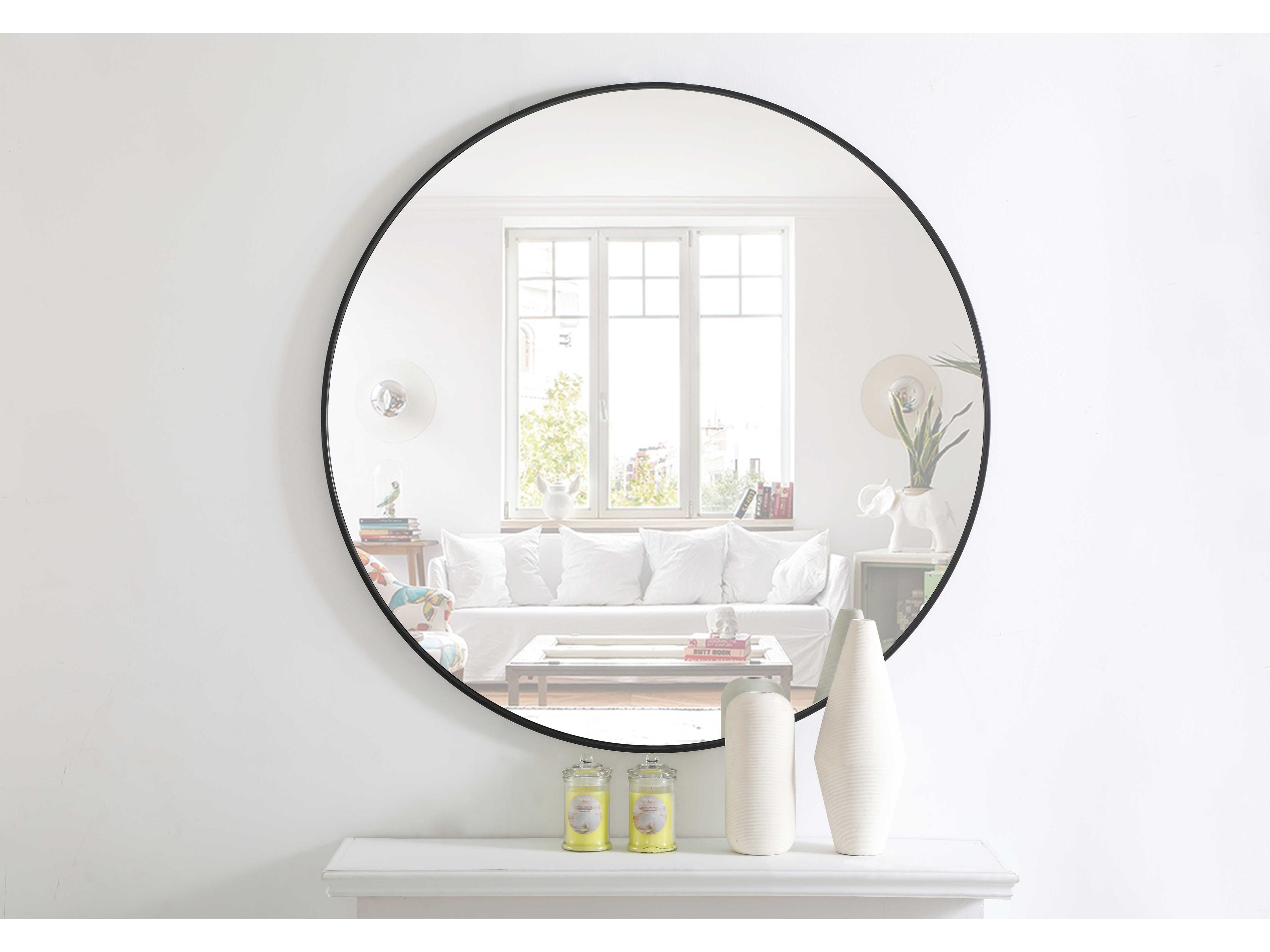 Elegant Lighting Eternity Black Round Wall Mirror