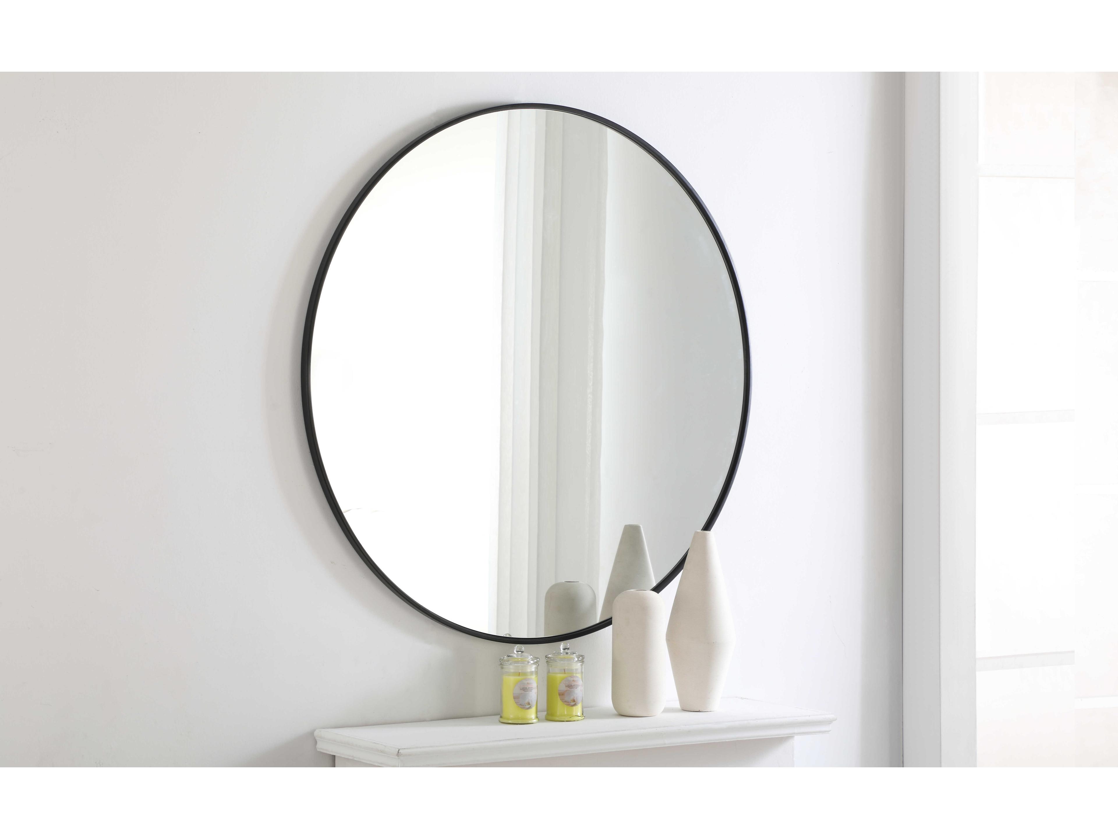 Elegant Lighting Eternity Black Round Wall Mirror