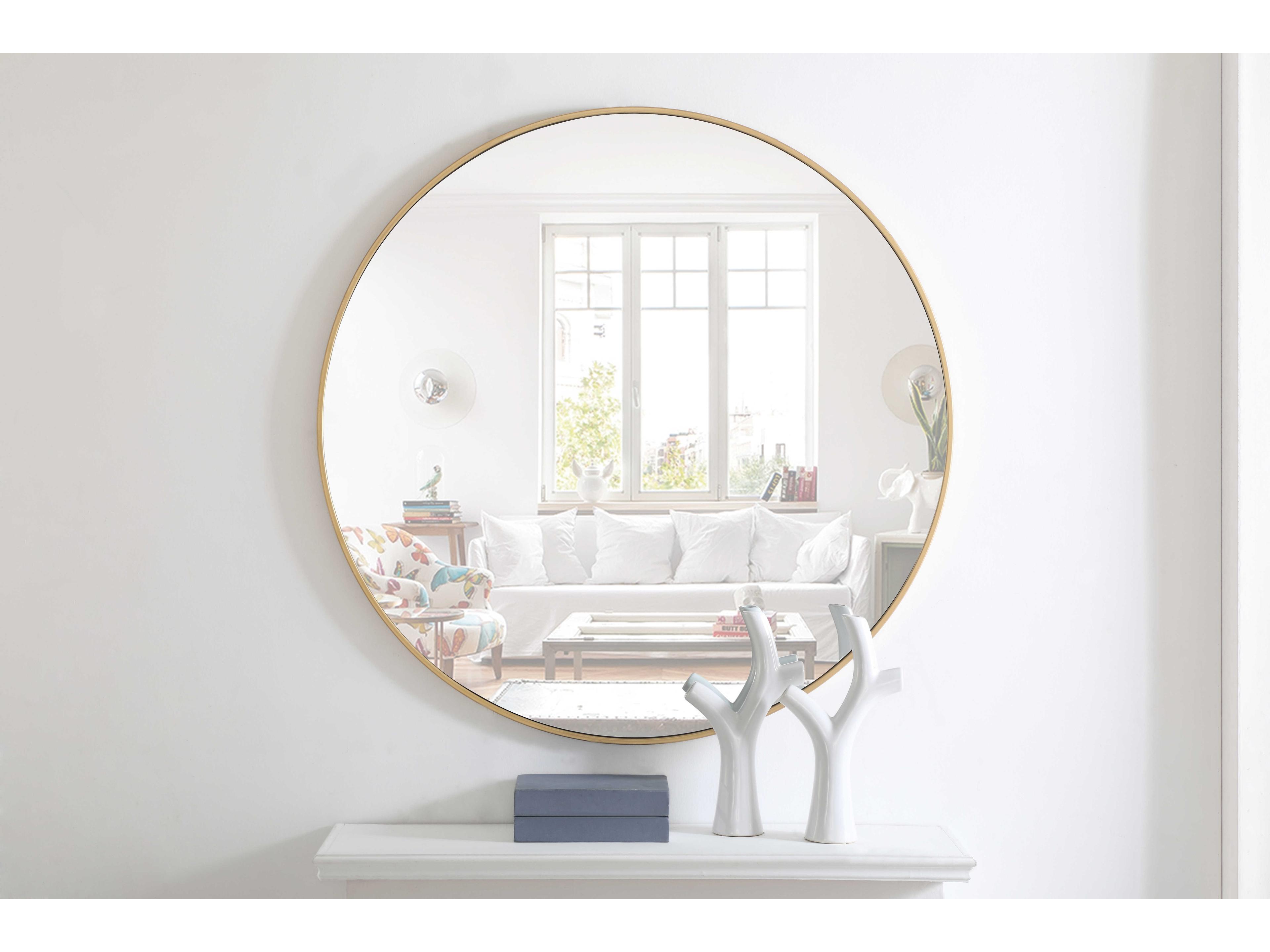 Elegant Lighting Eternity Brass Round Wall Mirror