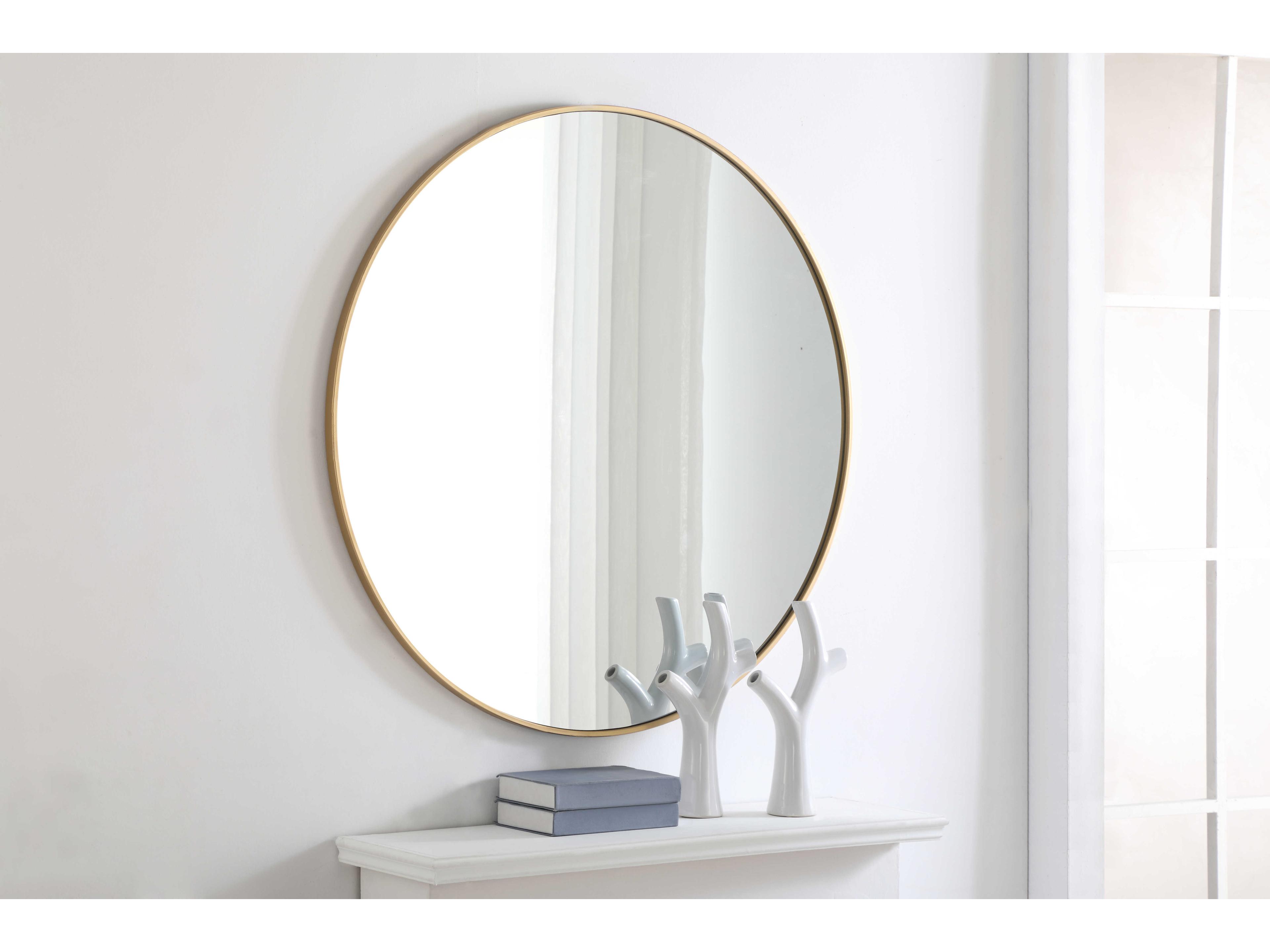 Elegant Lighting Eternity Brass Round Wall Mirror