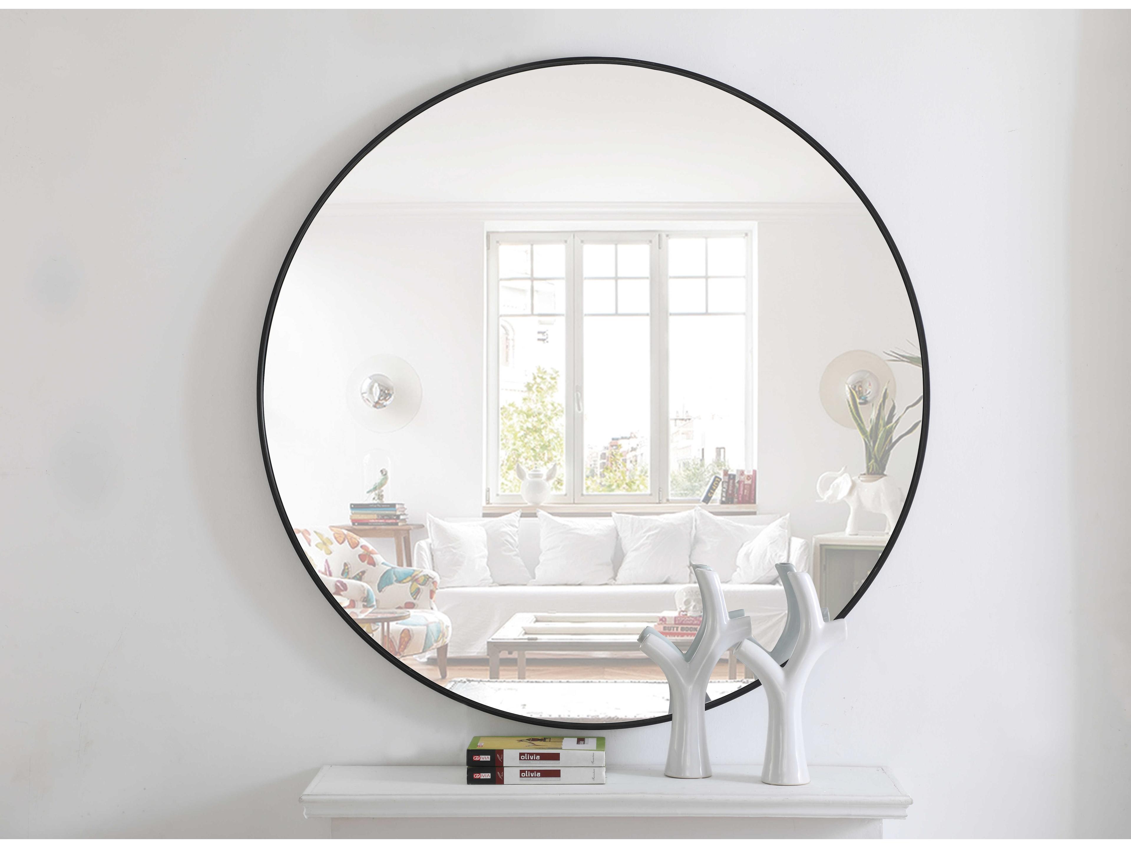 Elegant Lighting Eternity Black Round Wall Mirror