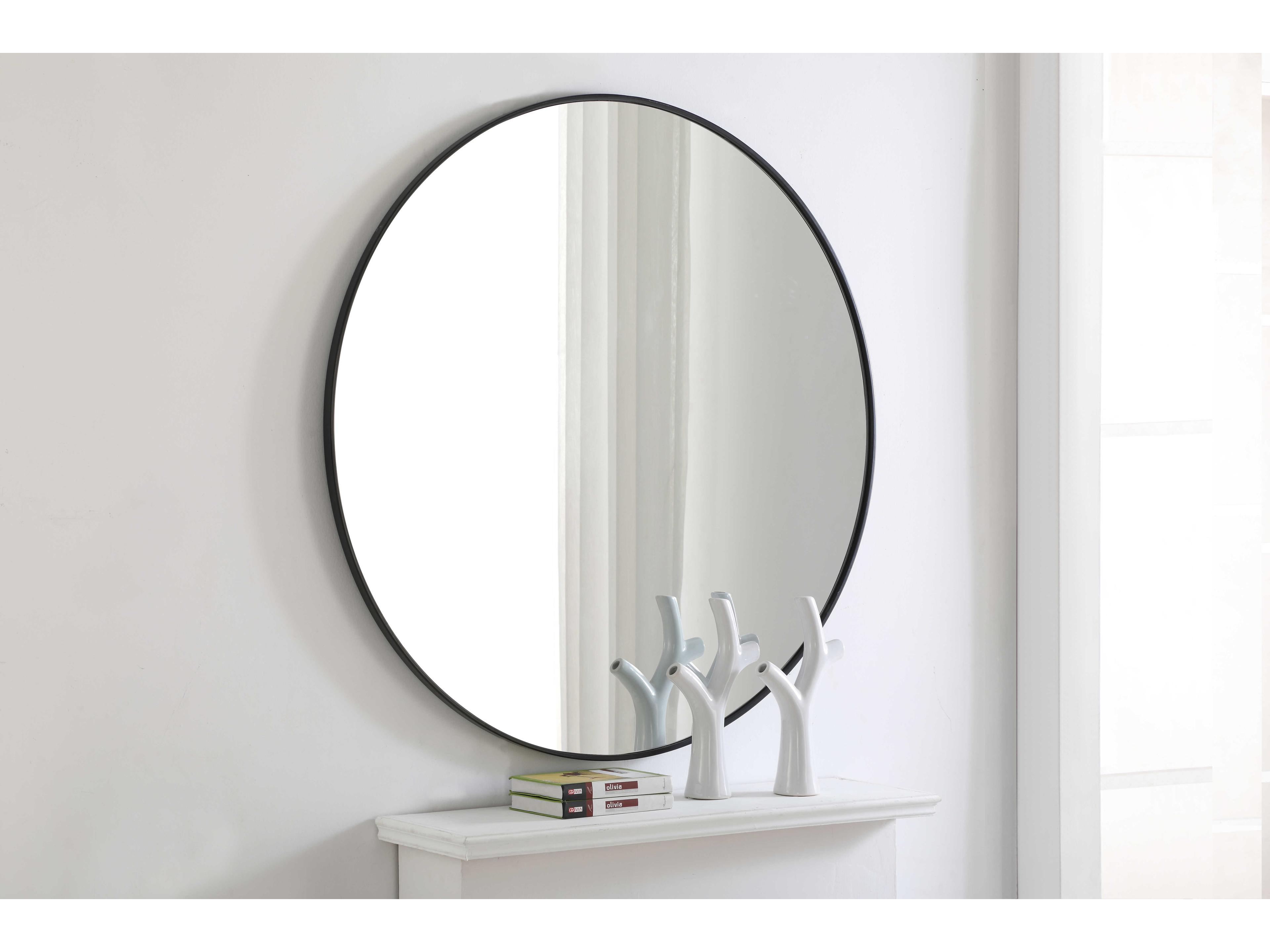 Elegant Lighting Eternity Black Round Wall Mirror
