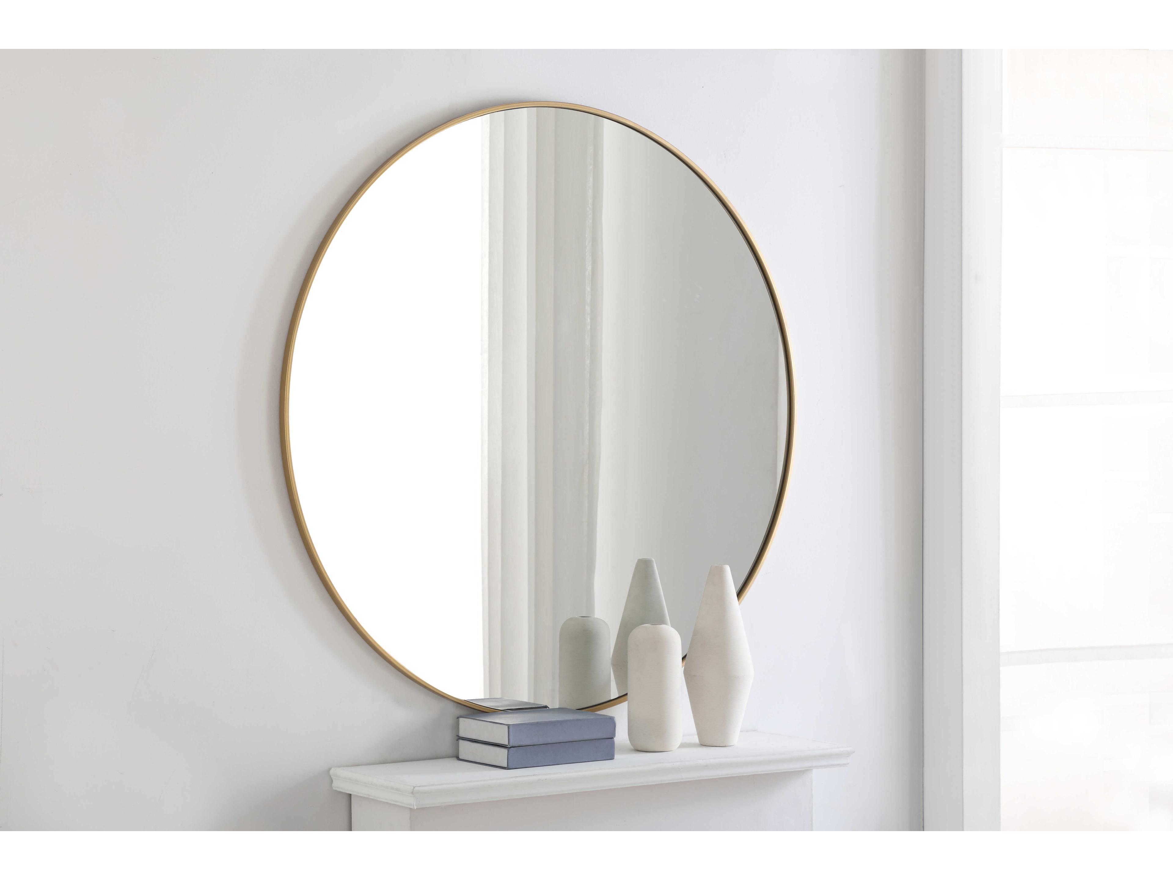 Elegant Lighting Eternity Brass Round Wall Mirror