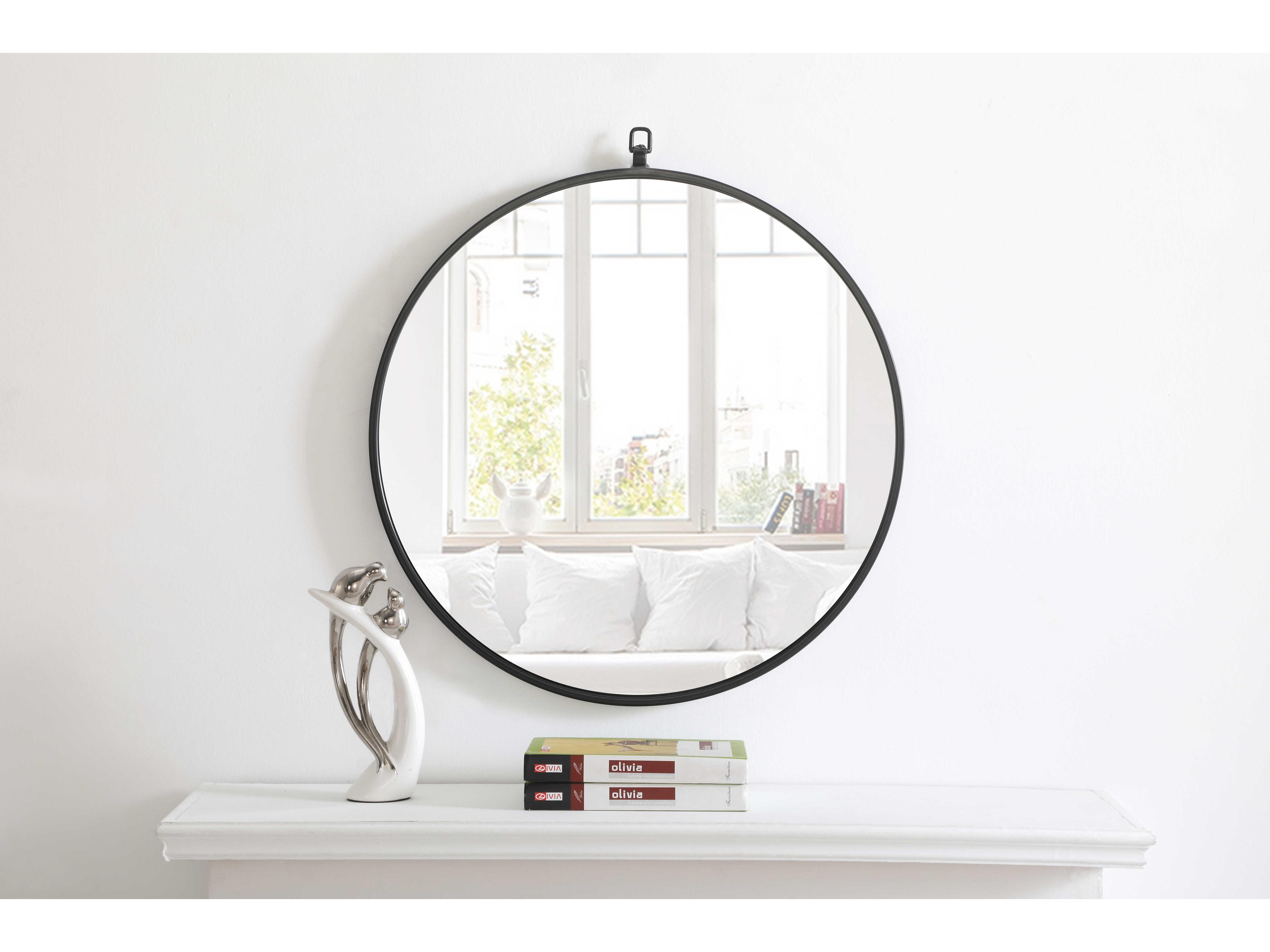 Elegant Lighting Eternity Black Round Wall Mirror