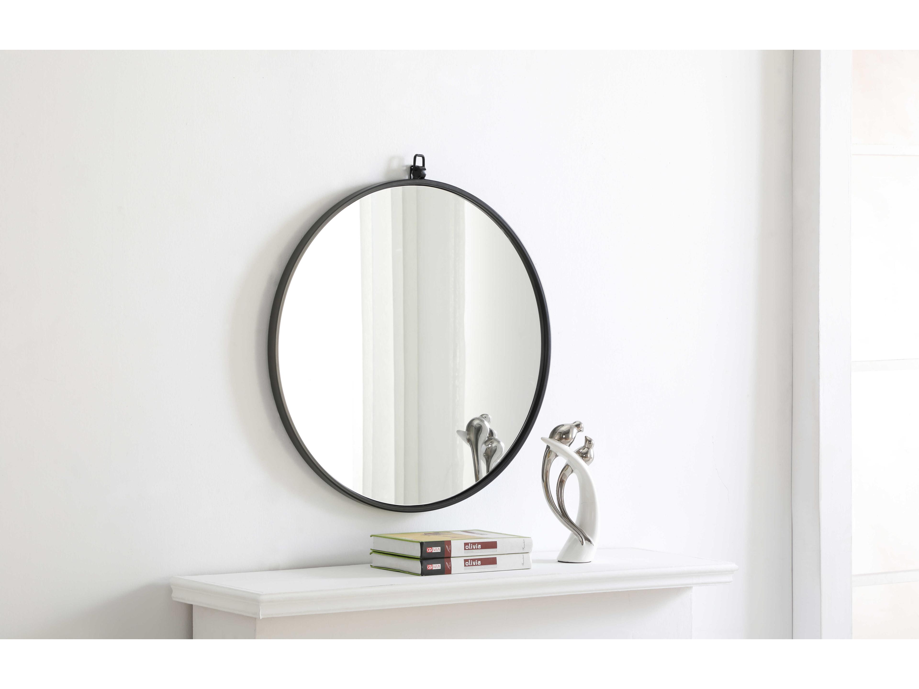Elegant Lighting Eternity Black Round Wall Mirror