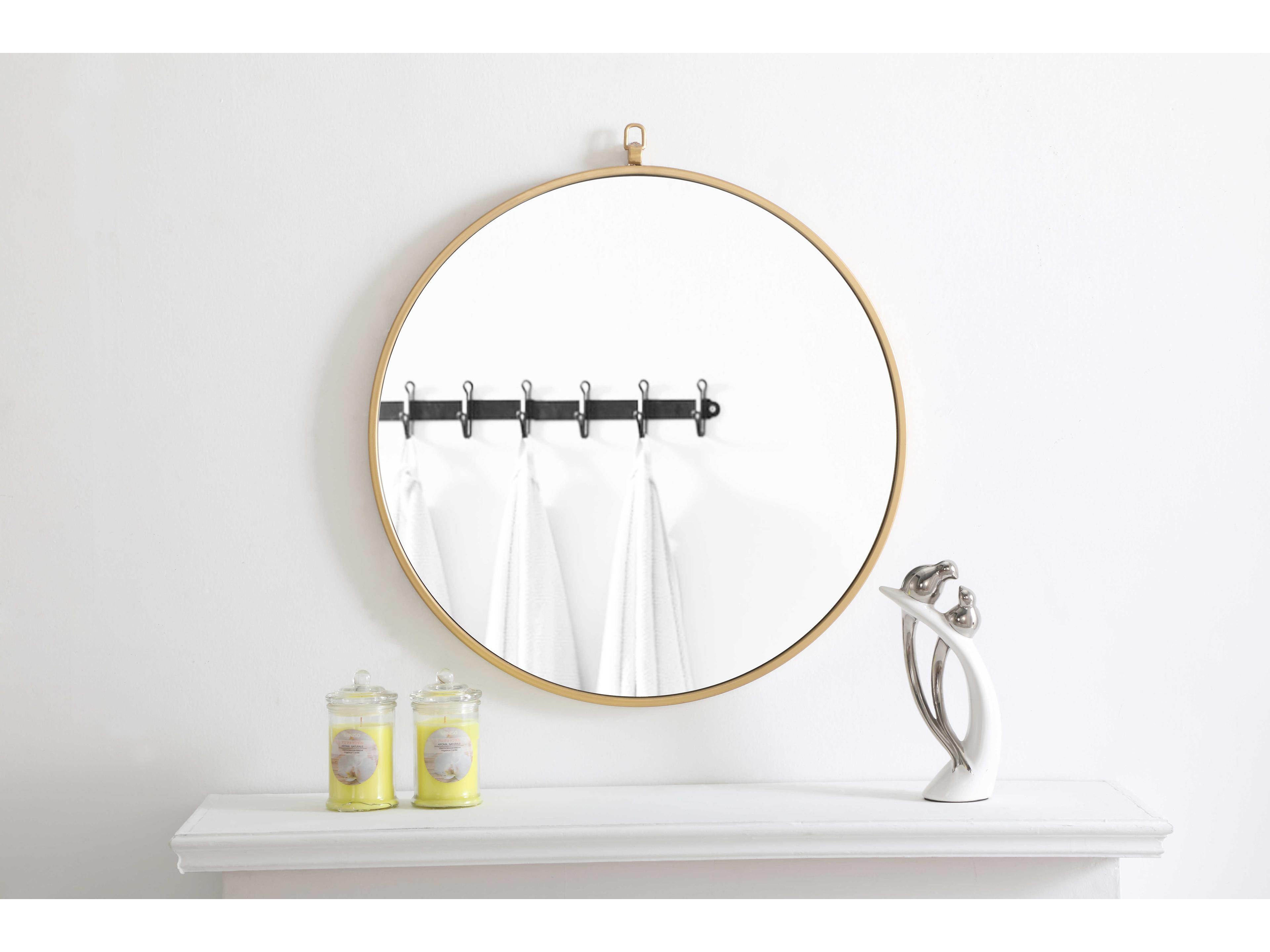 Elegant Lighting Eternity Brass Round Wall Mirror