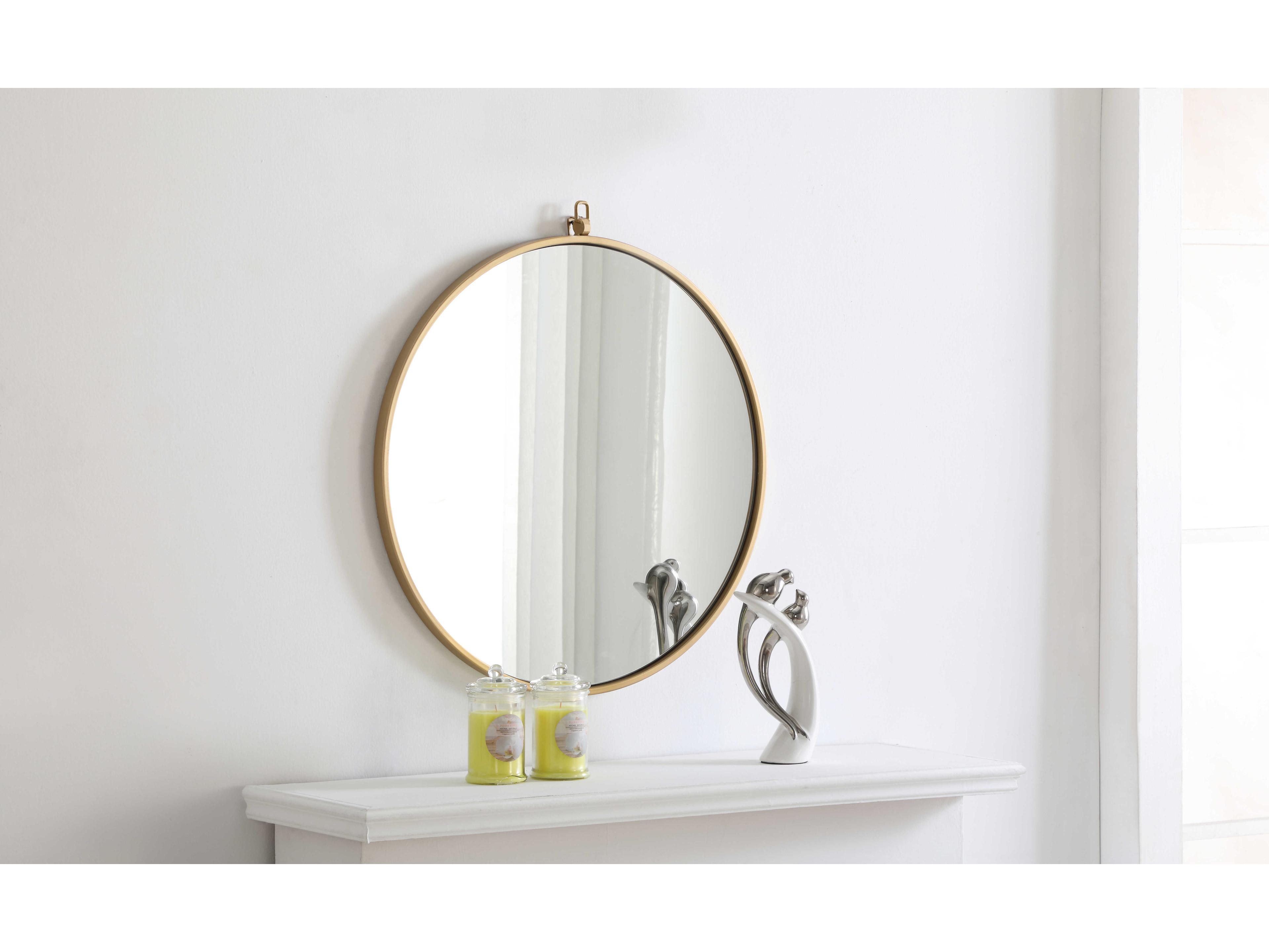 Elegant Lighting Eternity Brass Round Wall Mirror