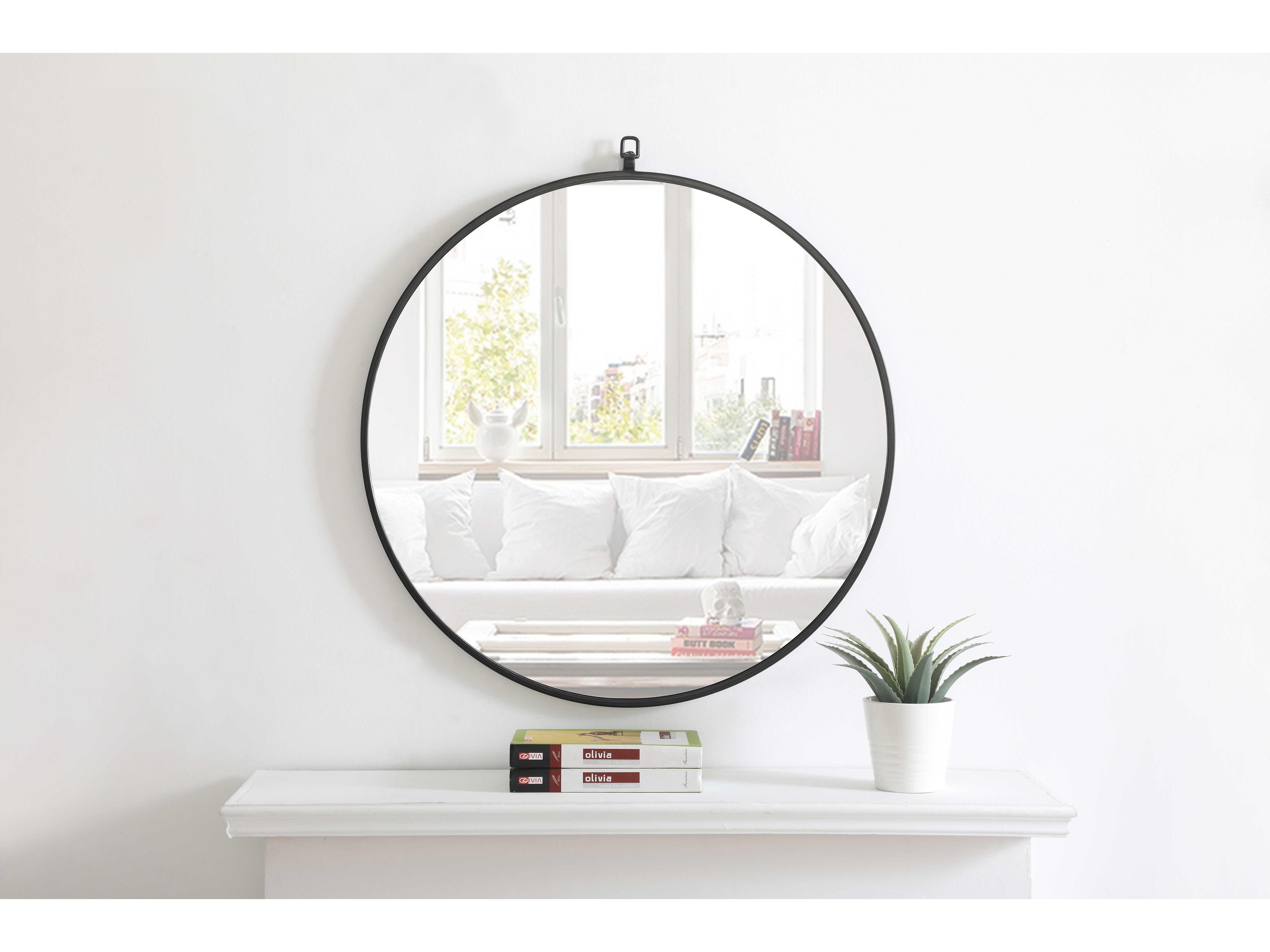 Elegant Lighting Eternity Black Round Wall Mirror