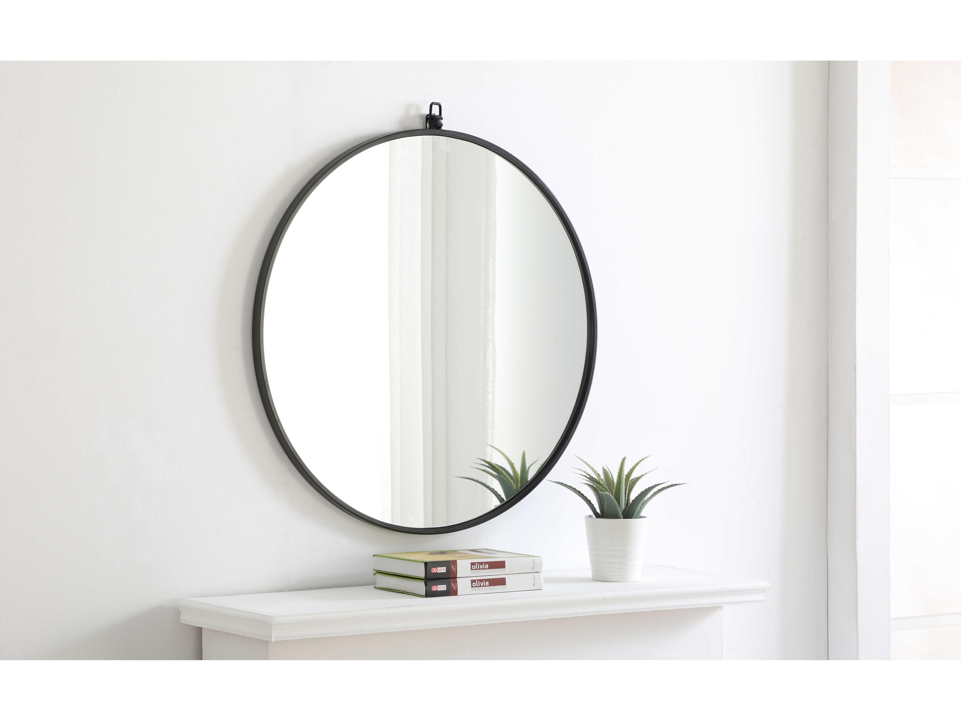 Elegant Lighting Eternity Black Round Wall Mirror