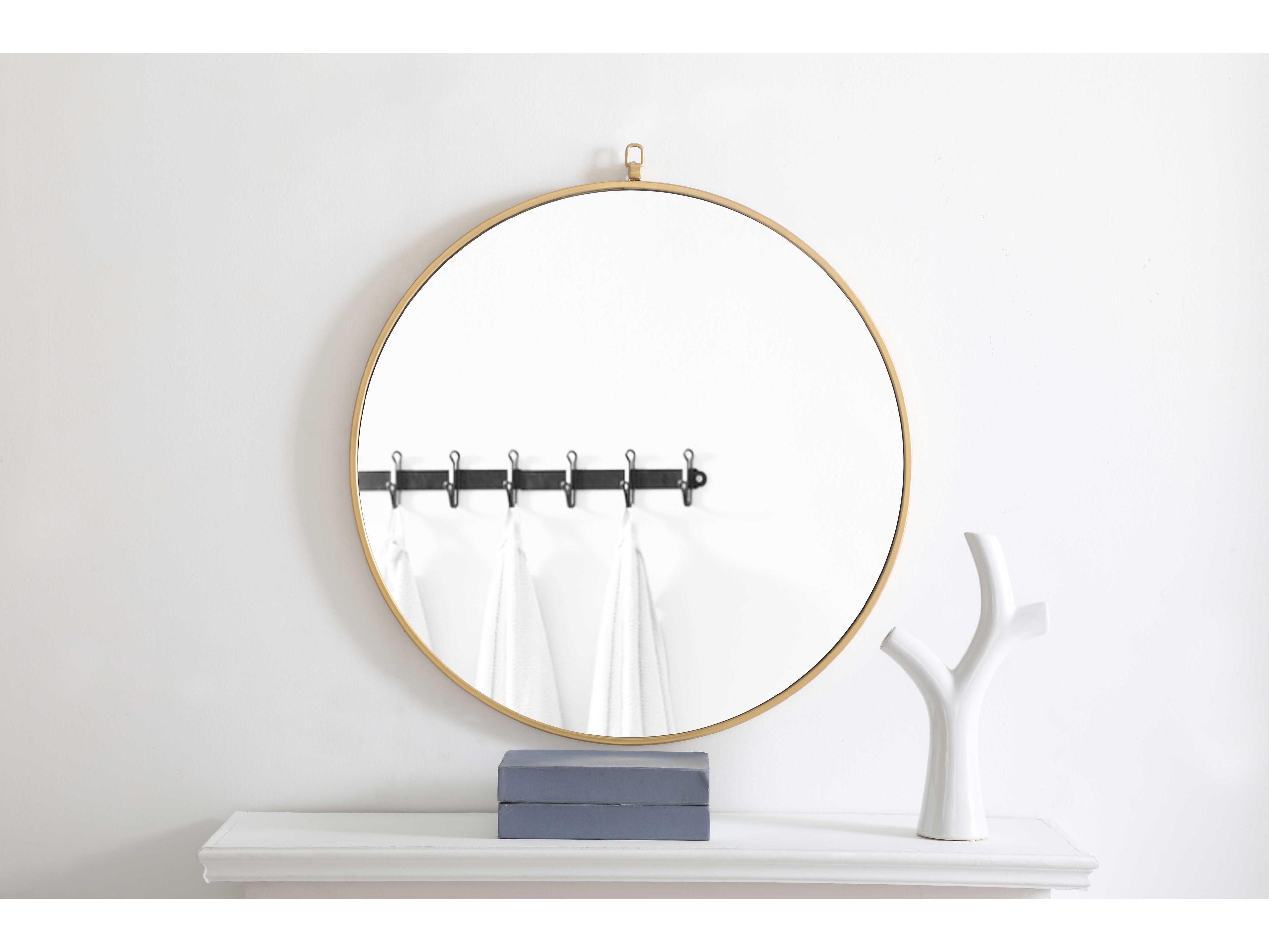 Elegant Lighting Eternity Brass Round Wall Mirror